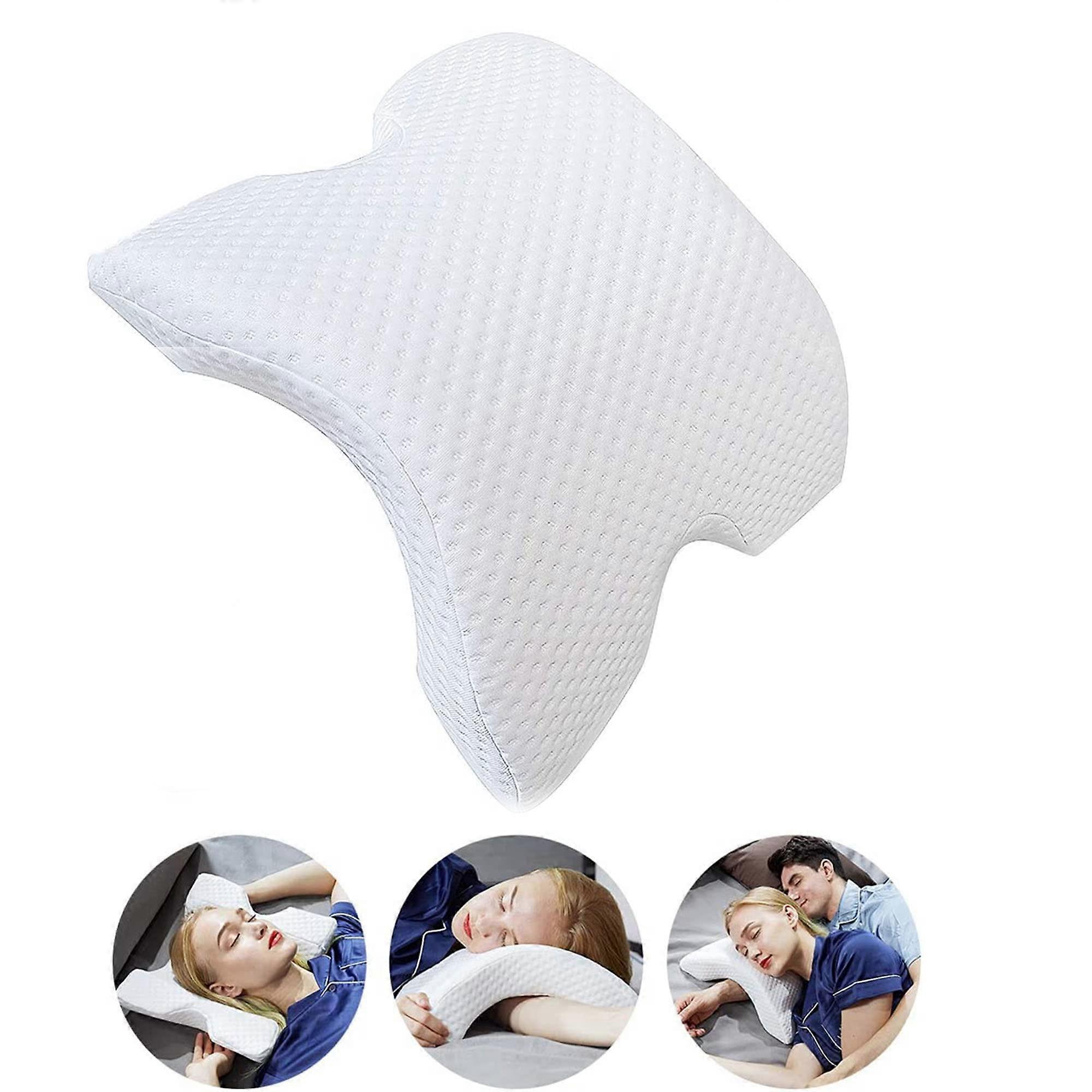 Multifunctional Memory Foam Neck Pillow, U-Shaped Arc Design, Slow Rebound Ice Silk Material for Hand and Neck Support, White