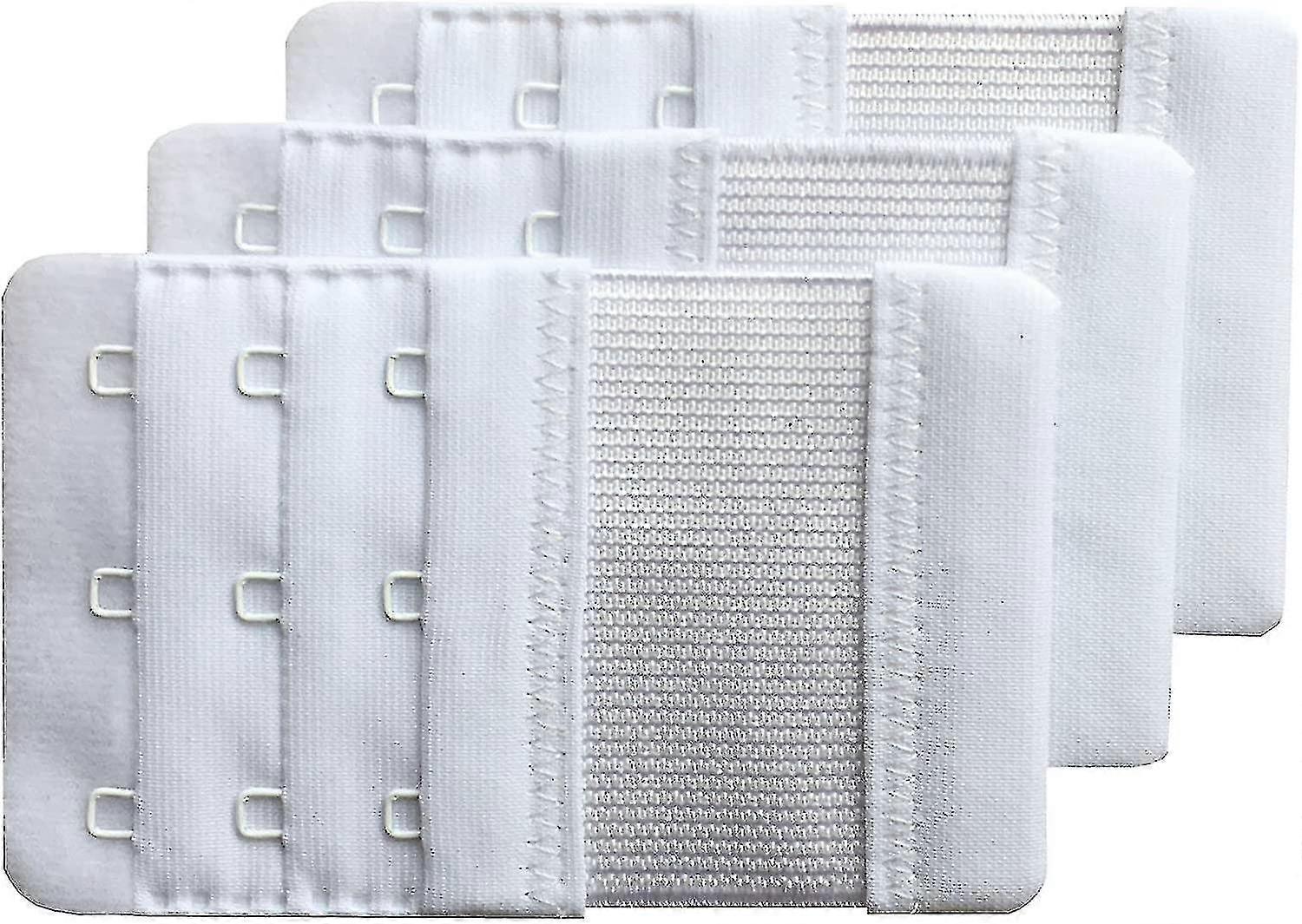 3pcs Women's Soft Comfortable Extension 3 Hook Bra ExtendersWhite SZRH A-M