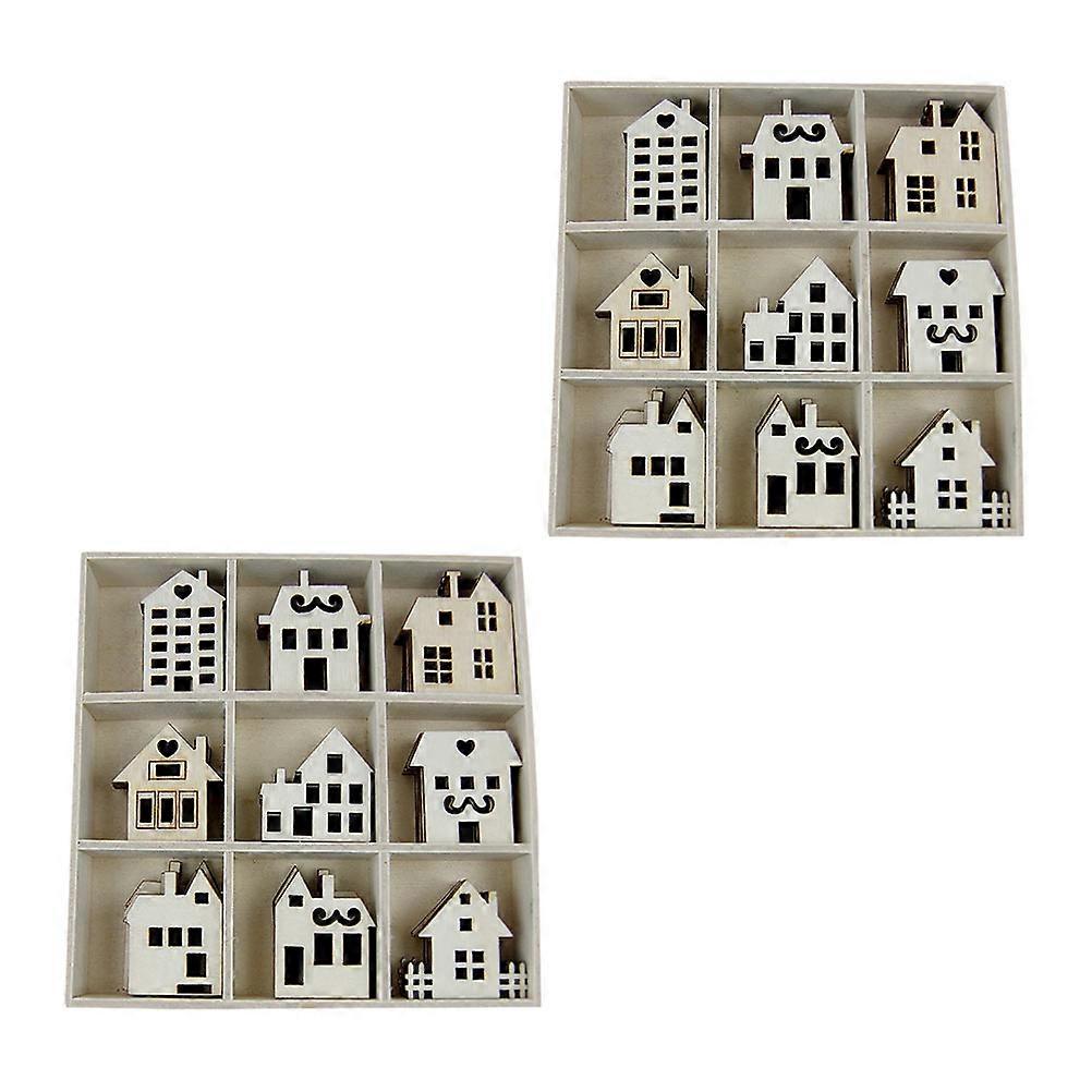 Rustic Wood Slices Diy Graffiti Slices House Shaped Wood Pieces Kids 2x11.5x11.5cm 2 Sets