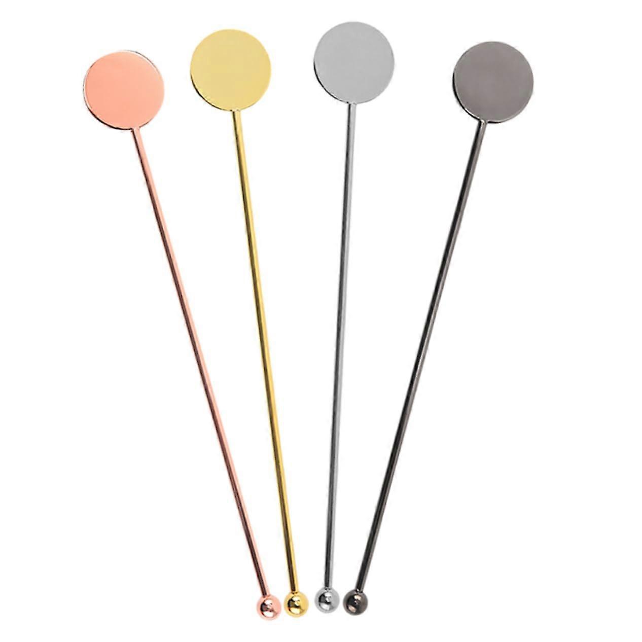 Set of 4 Reusable Stainless Steel Mixing Sticks for Cocktails, Drinks, and Syrups - Durable Glassware Accessories