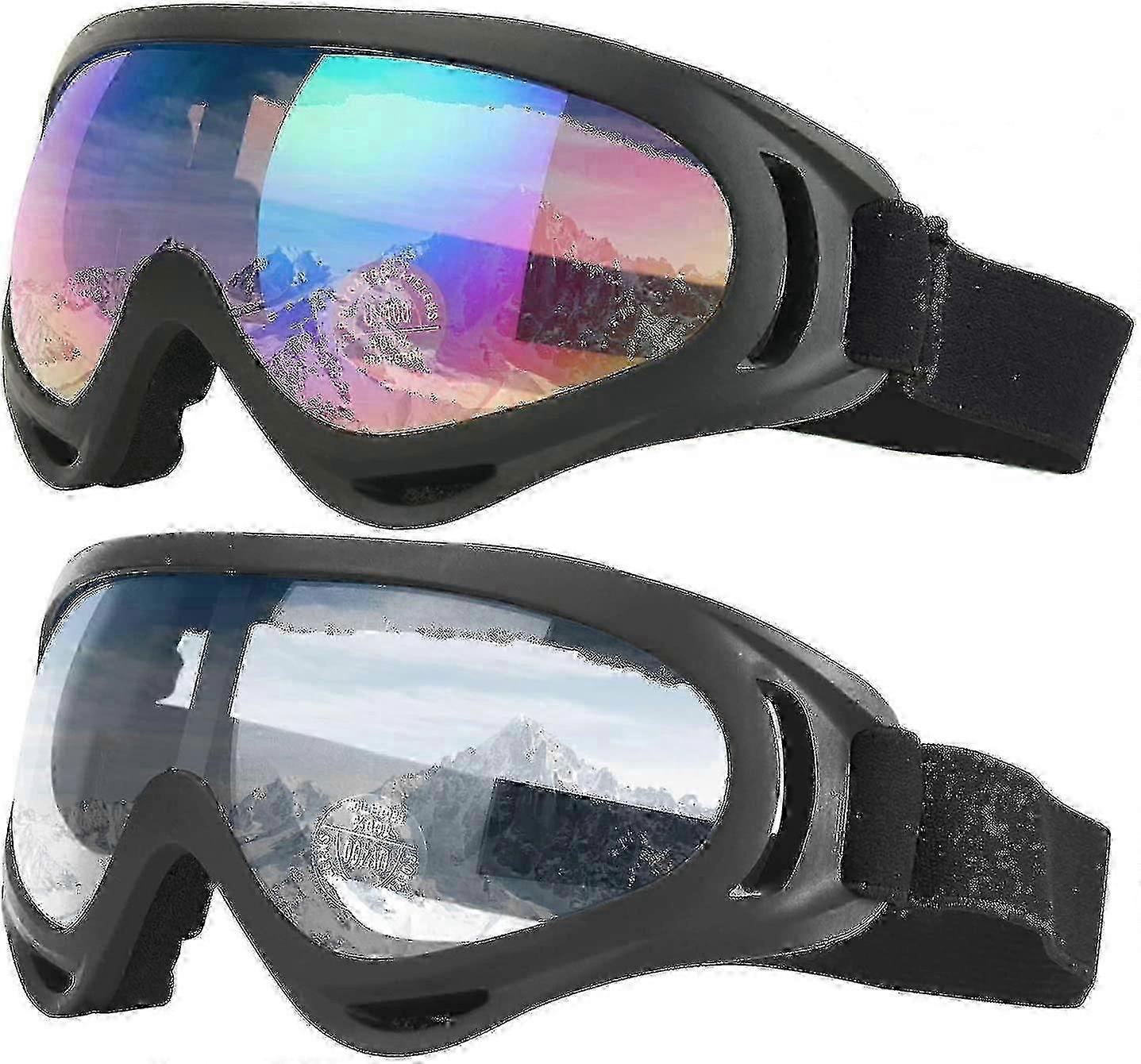 Skidglasögon, set om 2, Snowboardglasögon för barn, pojkar och flickor