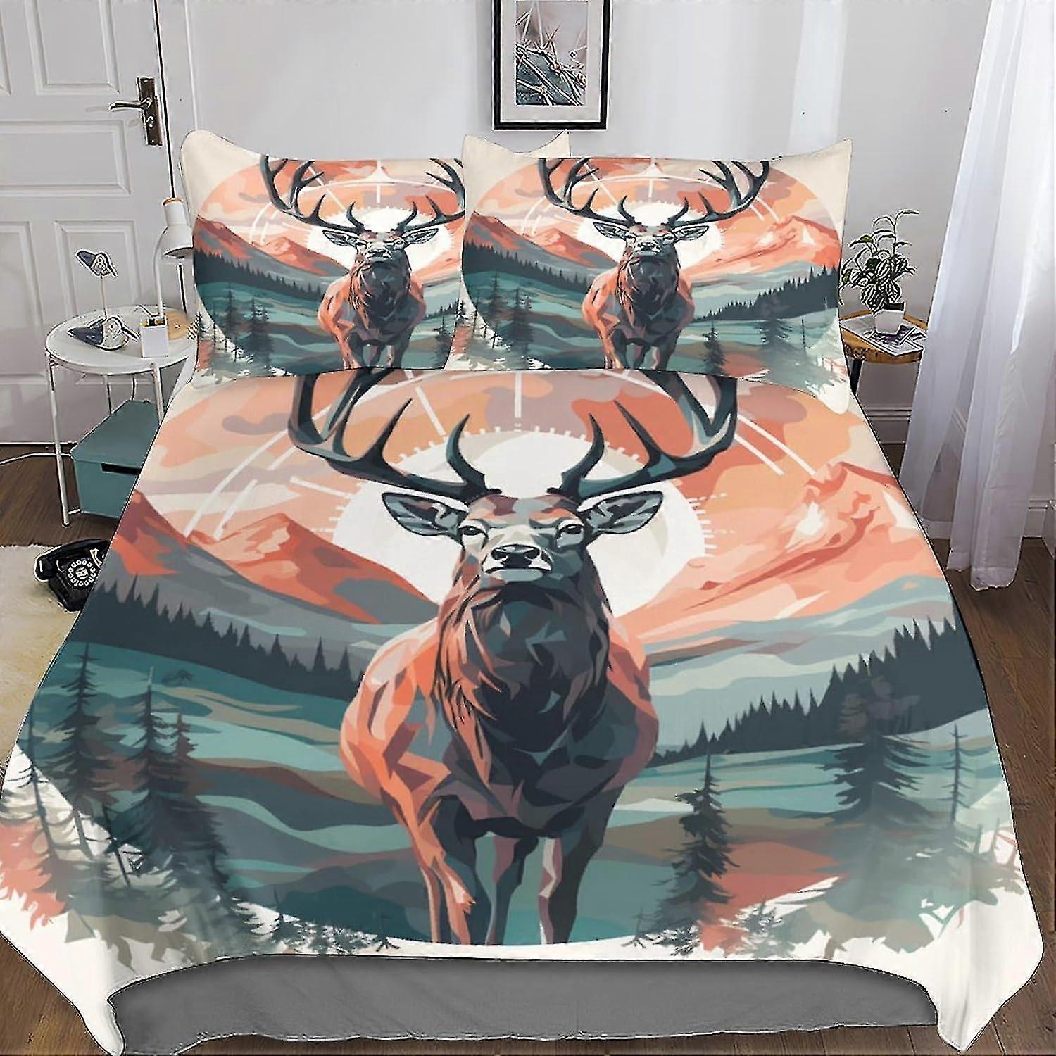 3D Printed Wild Animals Quilt Cover Set with Zipper Closure for Kids Boys Teens Soft Microfiber 3 Piece Set