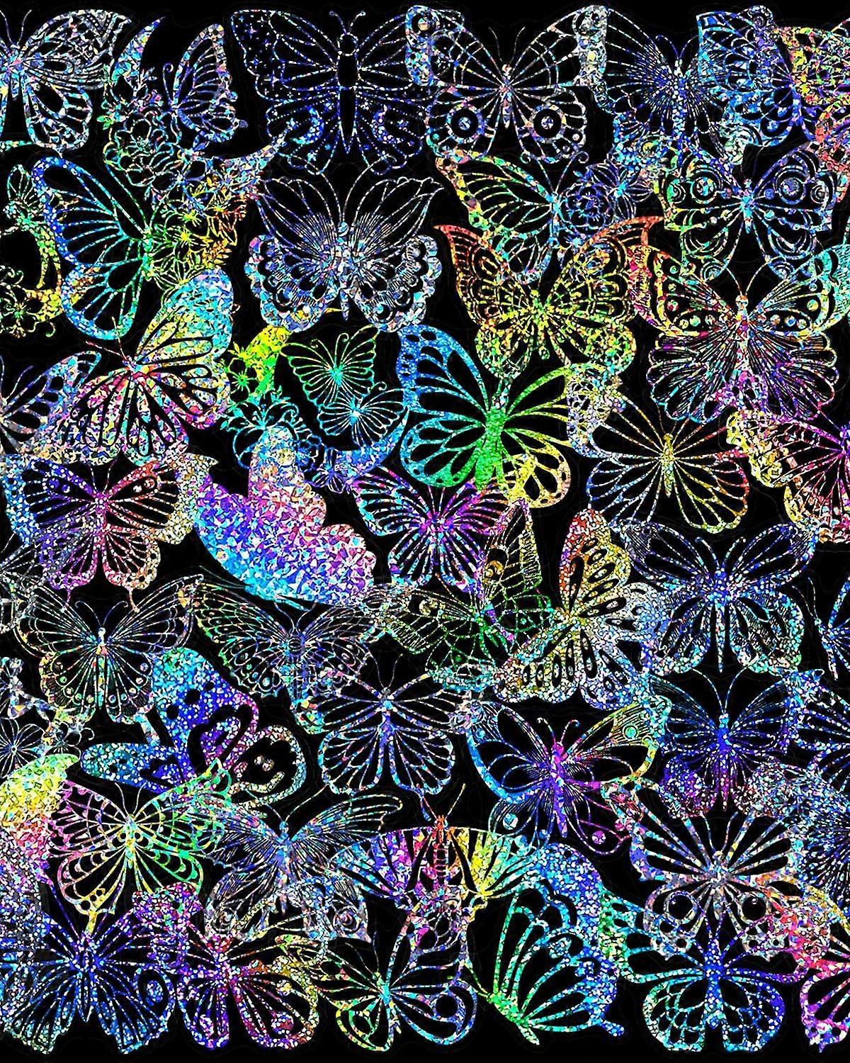Scrapbook Stickers - 100 Holographic Butterfly Stickers for Photo Albums, Wedding Guest Books, and Bullet Journals