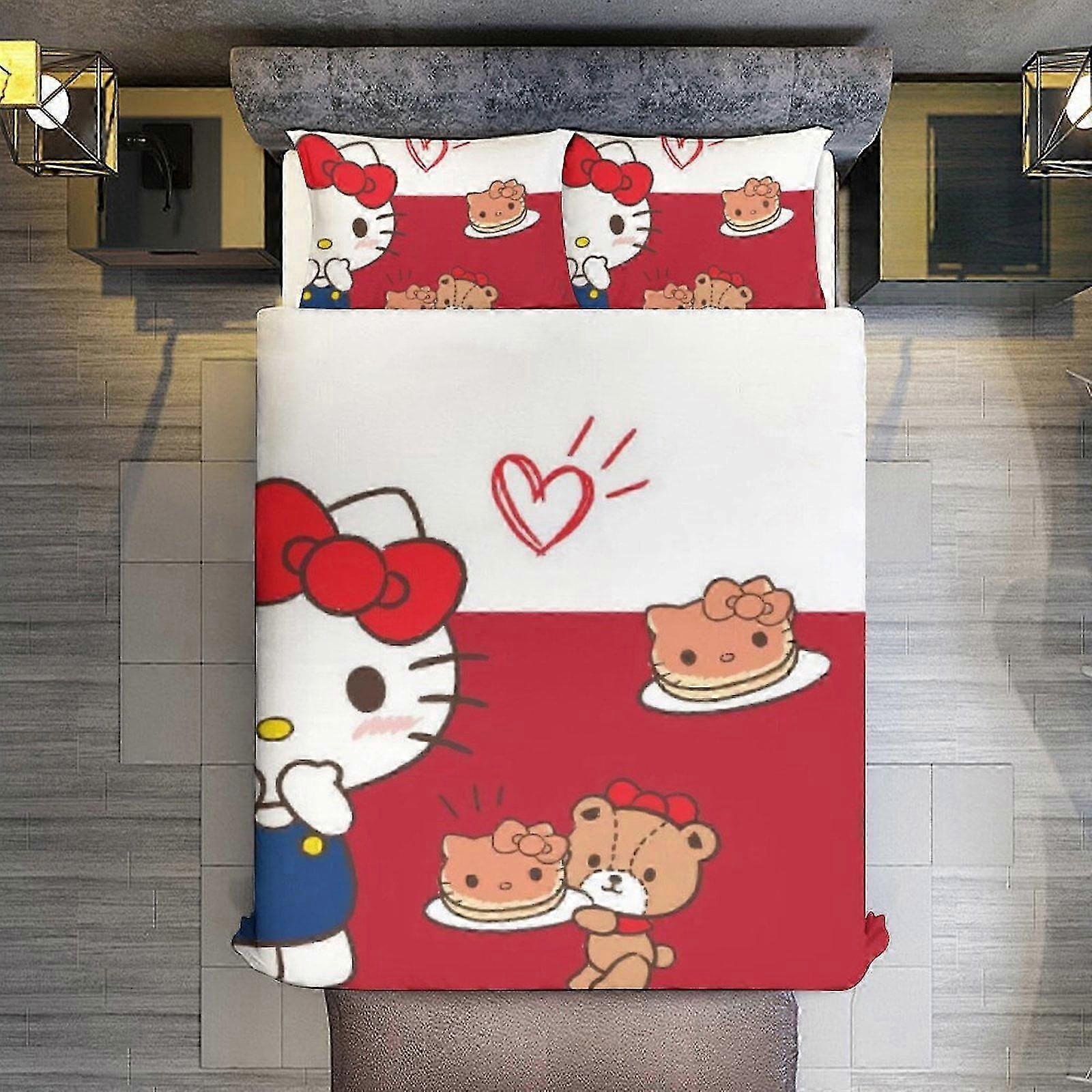 Bedding Set JP594 Cartoon Design 3 Pieces Duvet Cover Set Full Size Super Soft Fade Resistant Microfiber 1 Cover with Zipper and 2 Pillowcas