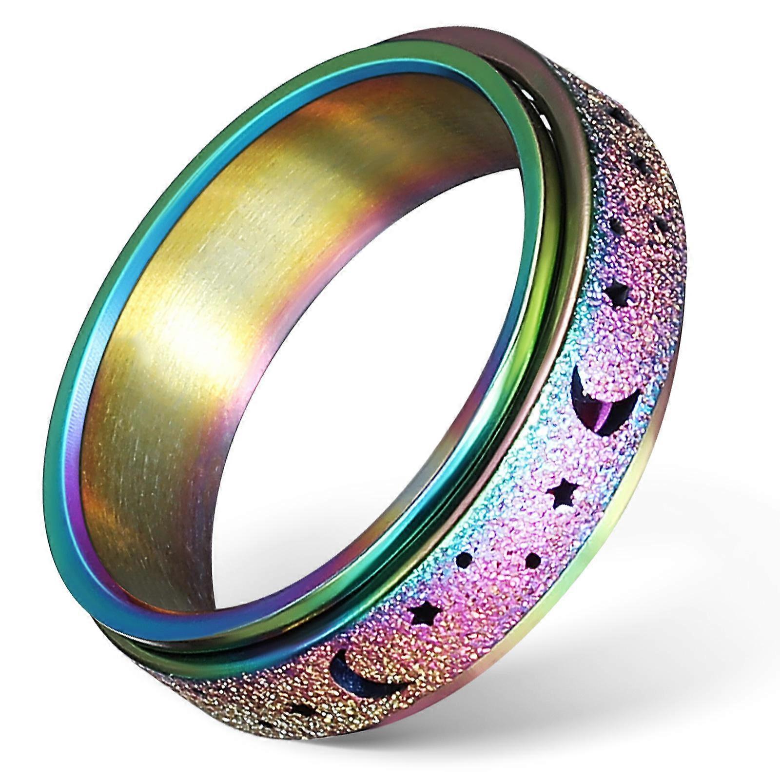 Rotating Ring Moon Star Spinner Band Ring for Wearing Titanium