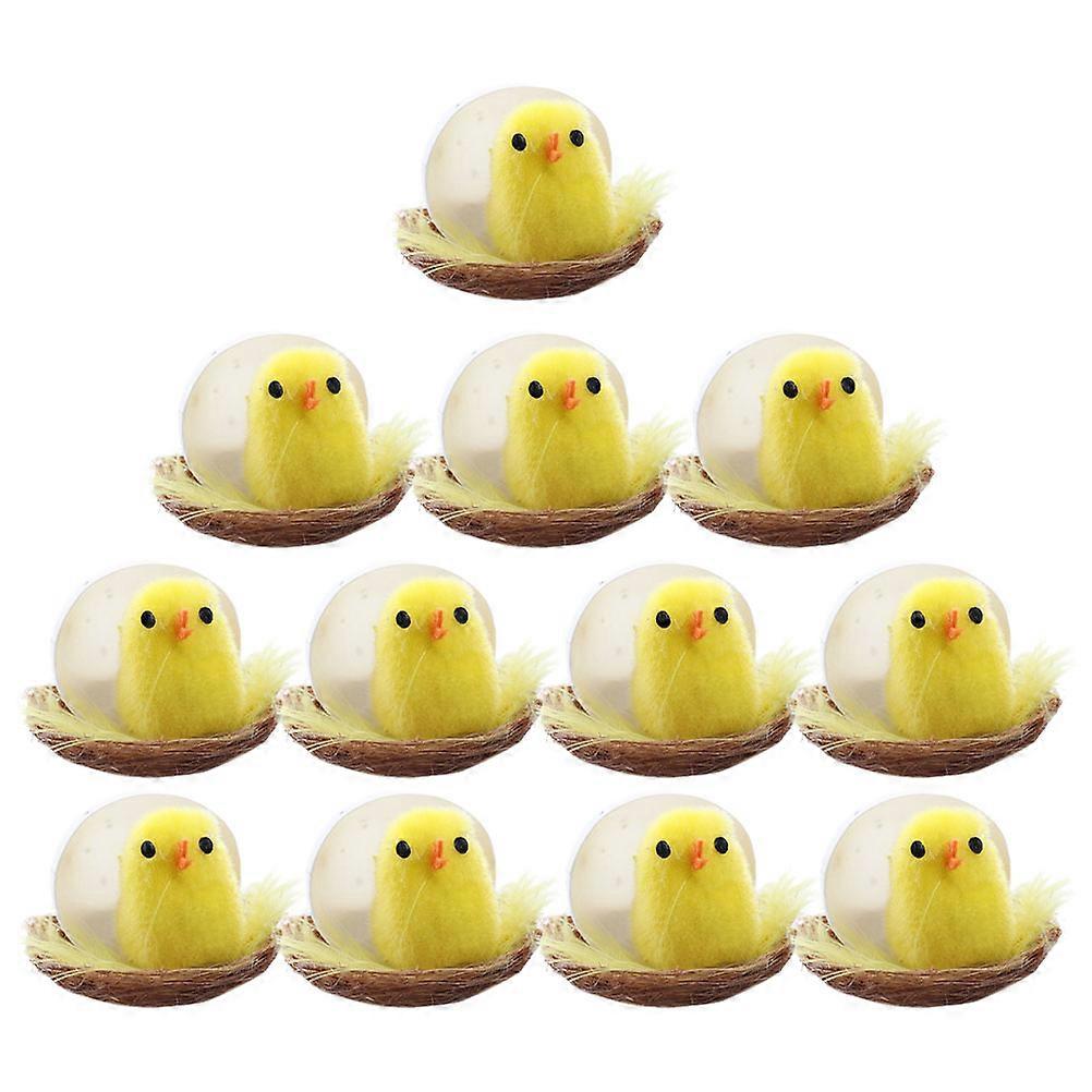 Mini Easter Chick Decor for Home Decoration Simulation 12Pcs Yellow