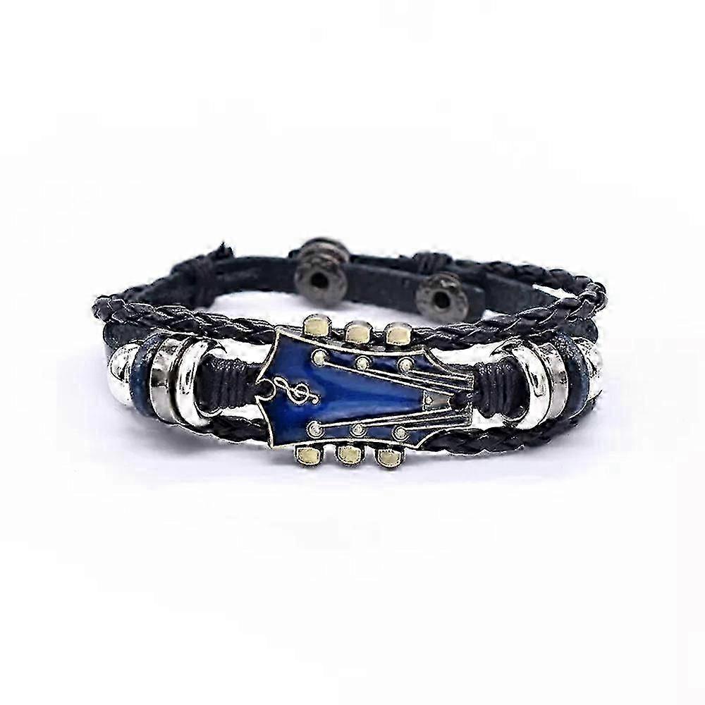 Retro Aux Läder Gitarr Armband, Zink Alloy Rock Music Guitar Läder Armband Lämplig för vissa märken