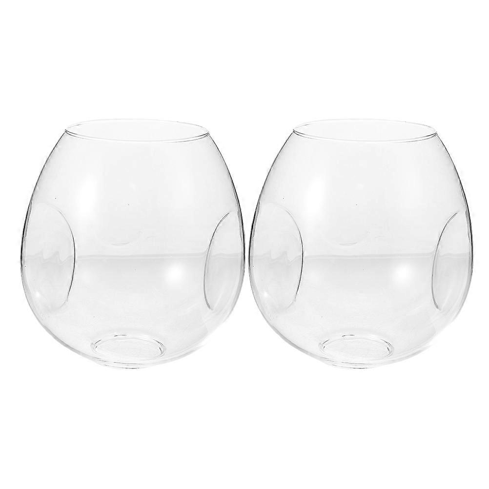 Ceiling Fan Globe Replacement Glass Lampshade Three-Concave Double-Hole Design Transparent Light Diffusion 2Set