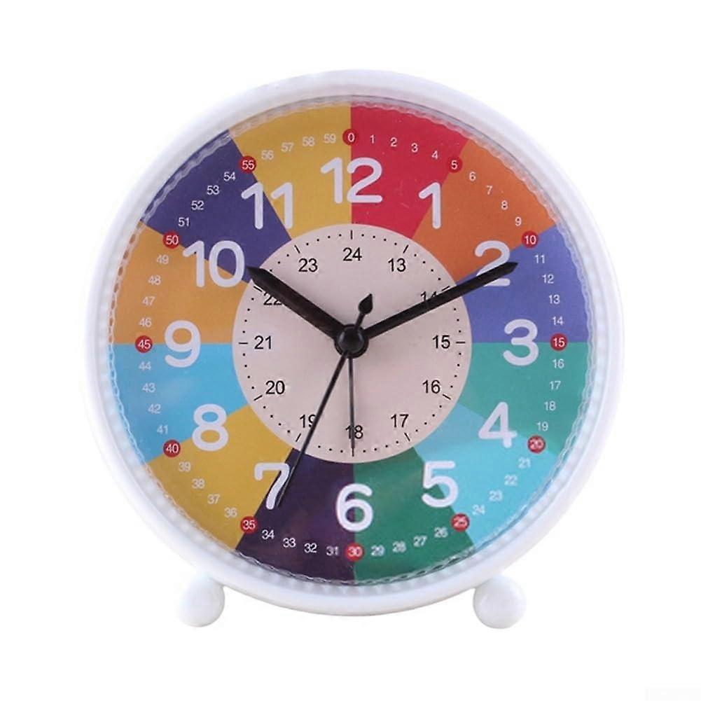 12cm Kids Desk Clock, A Fun Way to Teach Time with a Silent Mechanism (White) White
