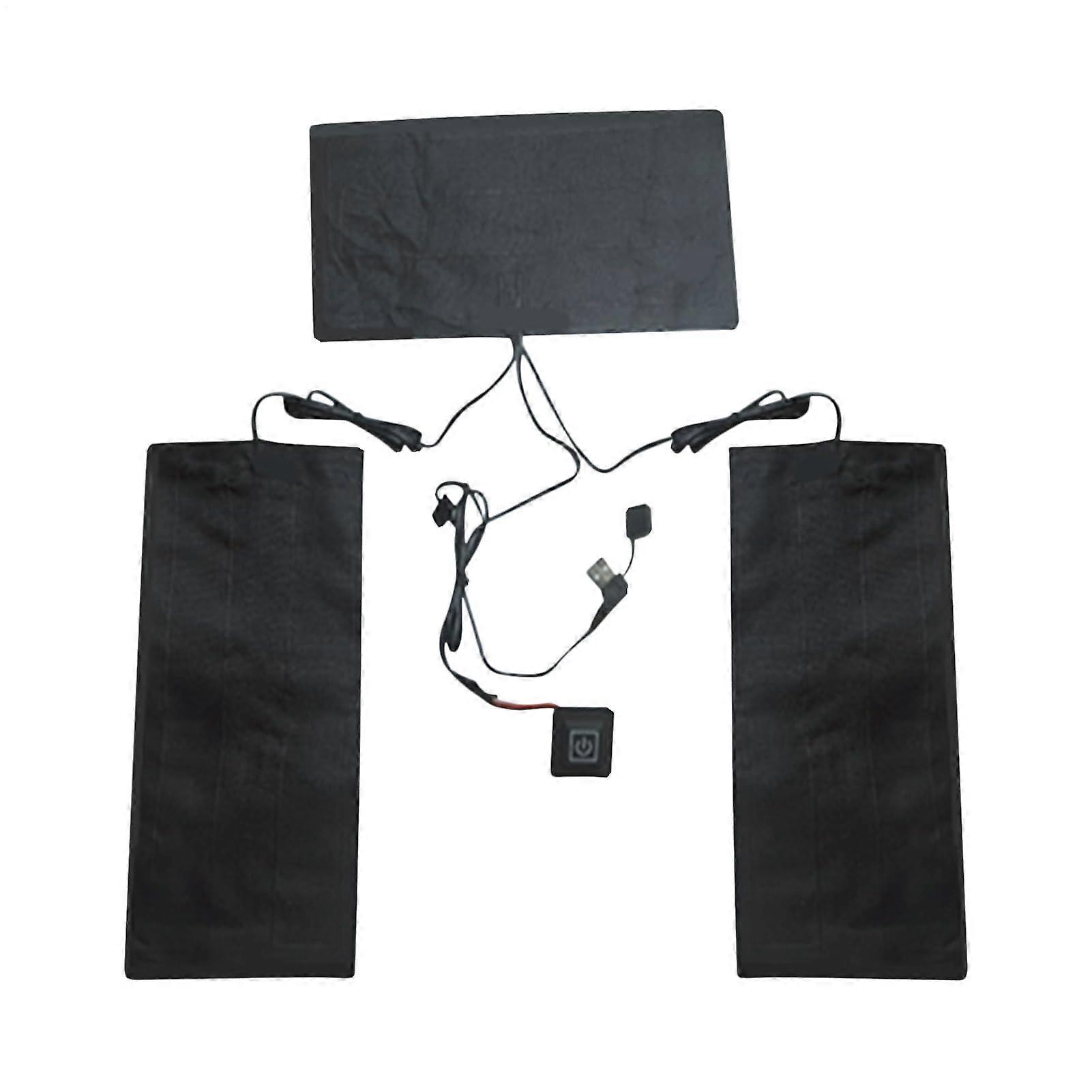 Waterproof USB Heater Pad, Adjustable 3 Gear Settings, Flexible Heating Layer for Knees Pants and Outdoor Camping, Black