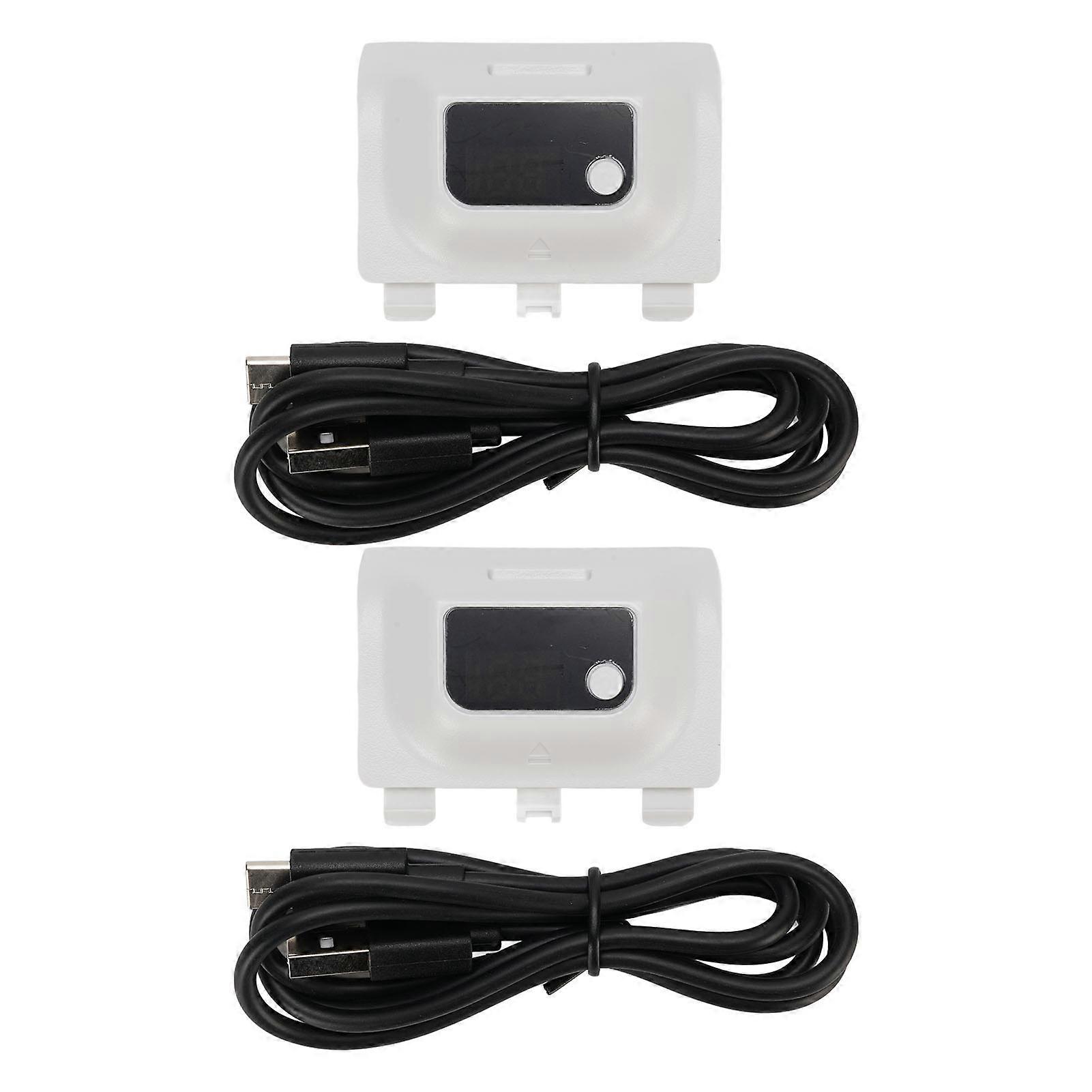 Fast Charging 1400mAh Battery Pack for X/S Controllers with LED Display, 2 Pack White