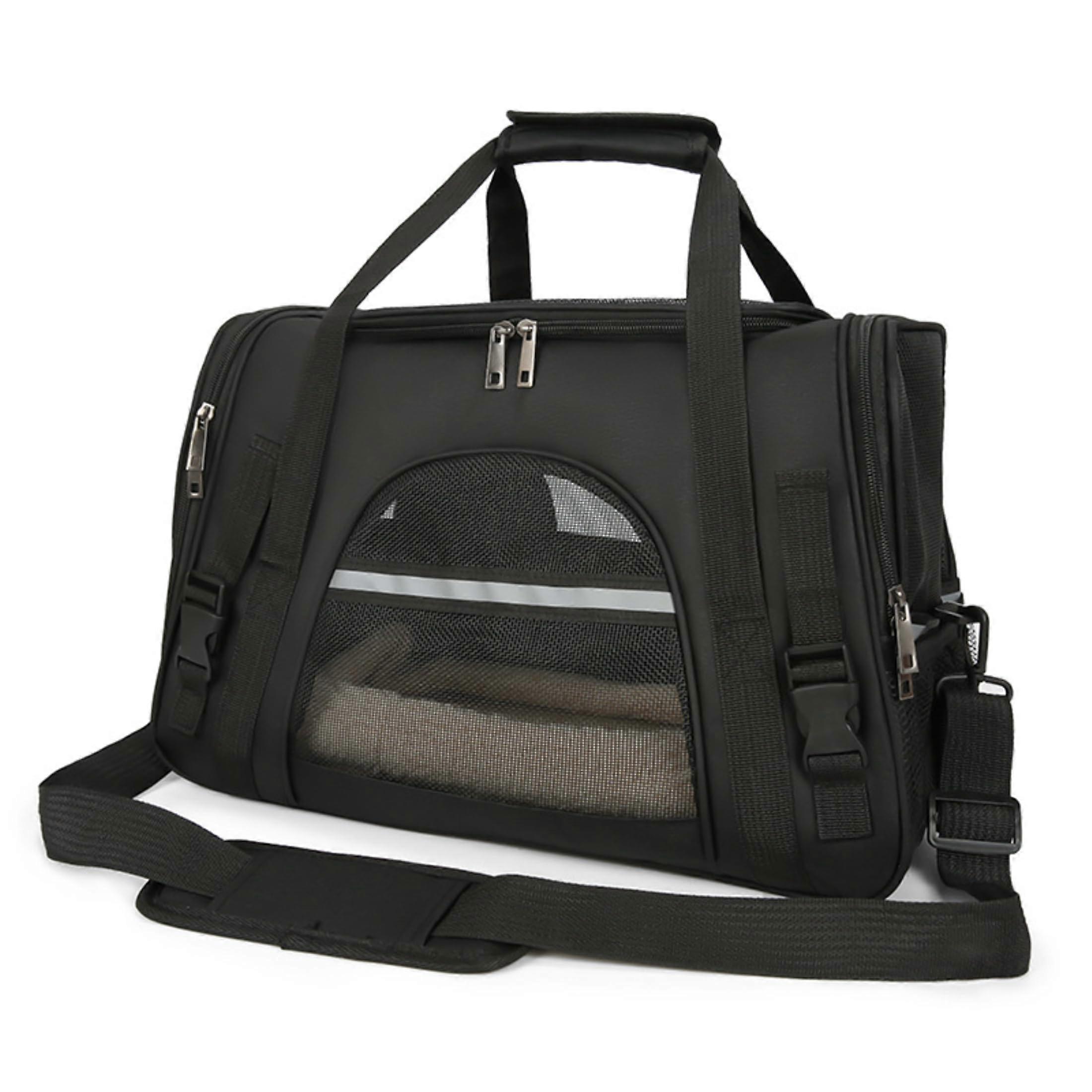 Foldable Pet Carrier with 4Sided Mesh, Shoulder Strap for Dogs or Cats