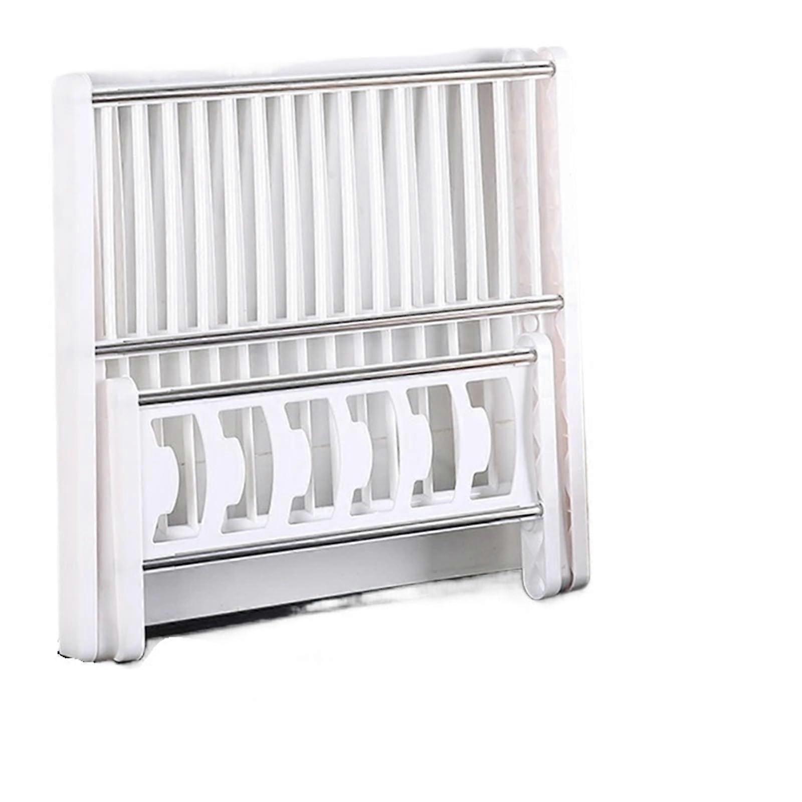 Collapsible Double Layer Dish Drainer Rack with Drip Tray for Kitchen Counter