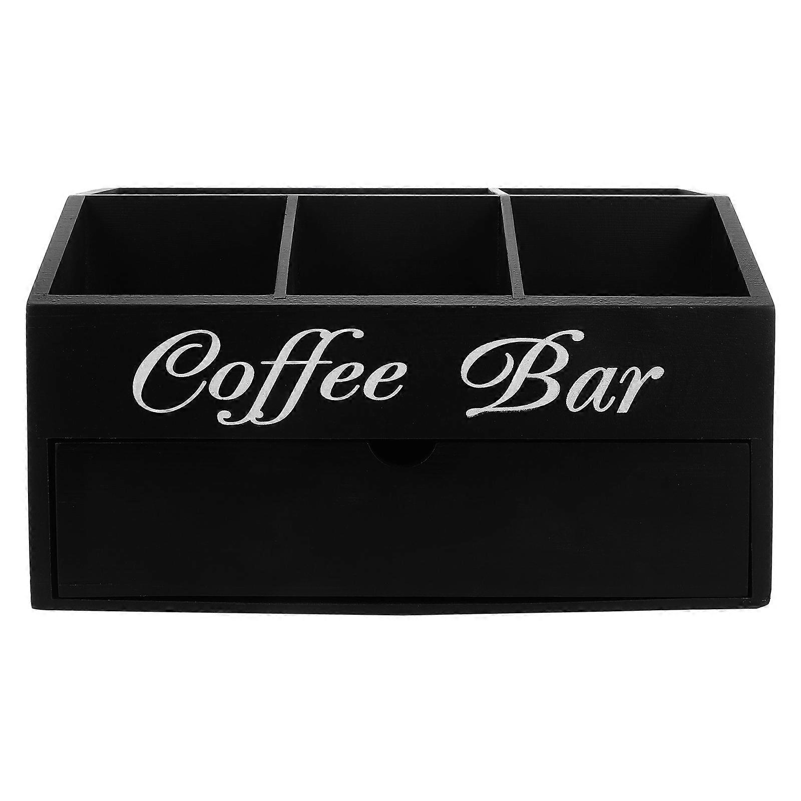 Organizer For Coffee Station Wooden Coffee Organizer Rectangular Simple Supply Space-saving 1Pack