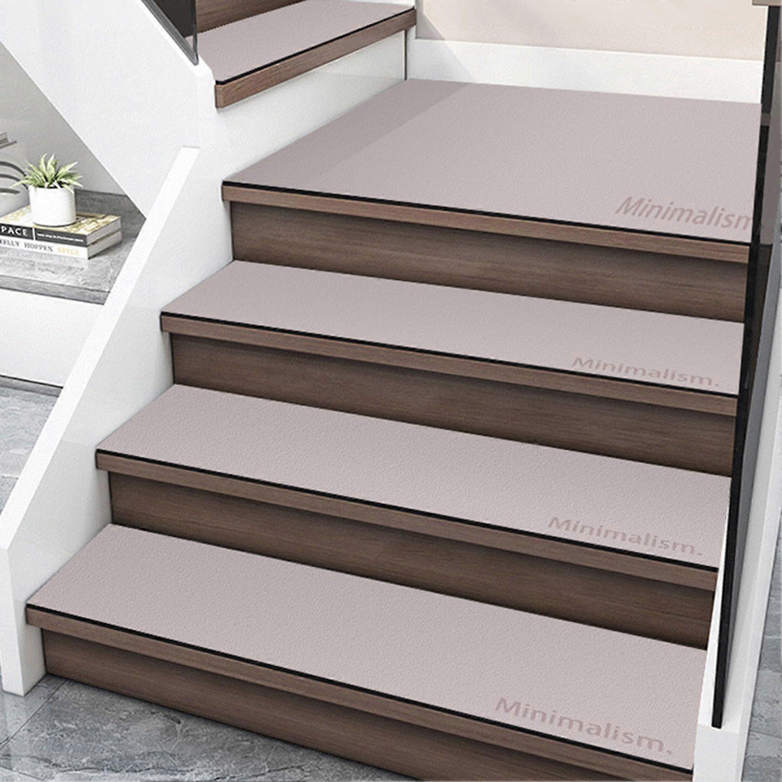 Nonslip stair treads with rubber backing, 7piece set, size 9*28in, light pink.