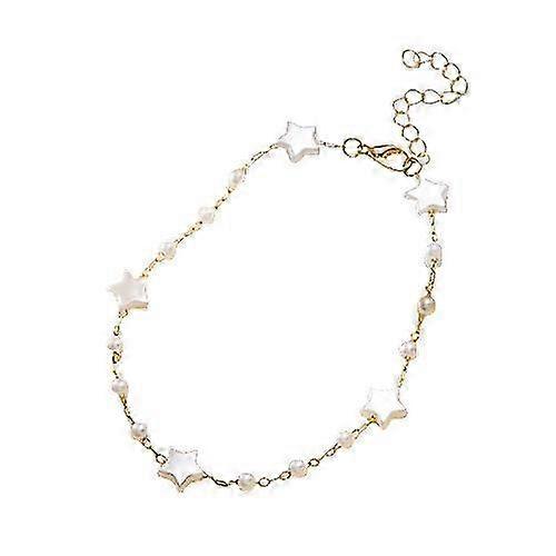 Säädettävä sydänketju rannekoru ja nilkkakoru naisille - jäljitelmä helmi tähti design Y2K esteettinen muotikoru