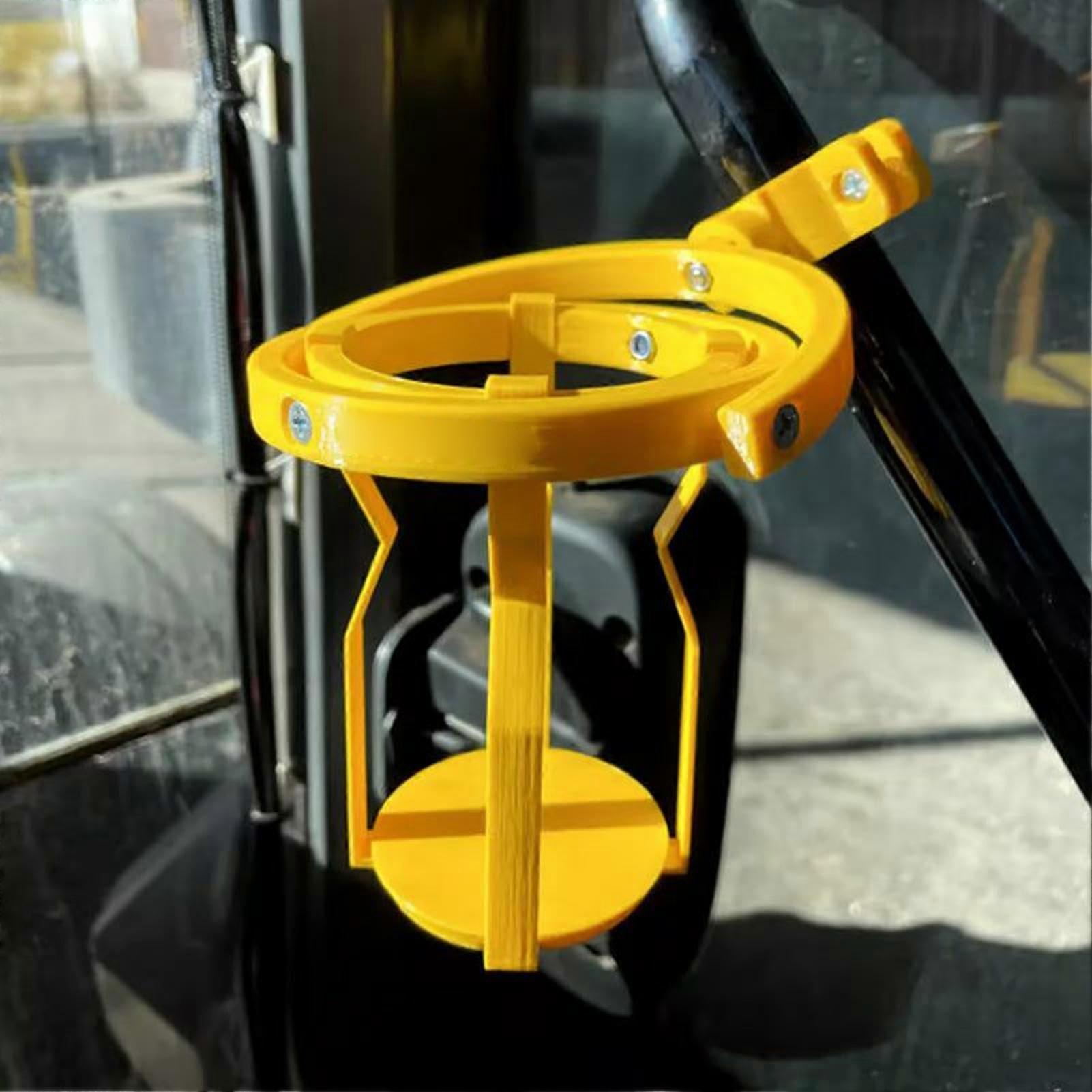 Gyroscopic Drink Holder - Adjustable Clip-On No-Spill Cup Holder for Tractor, Truck, Bicycle - Yellow Auto Leveling Design