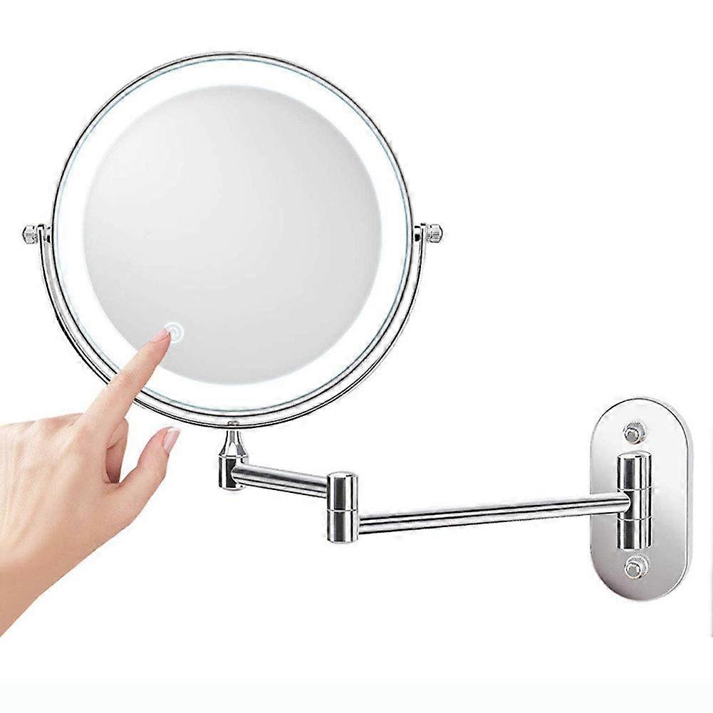 LED Illuminated Makeup Mirror, Touch Button, Adjustable Light, Retractable, 360° Rotatable