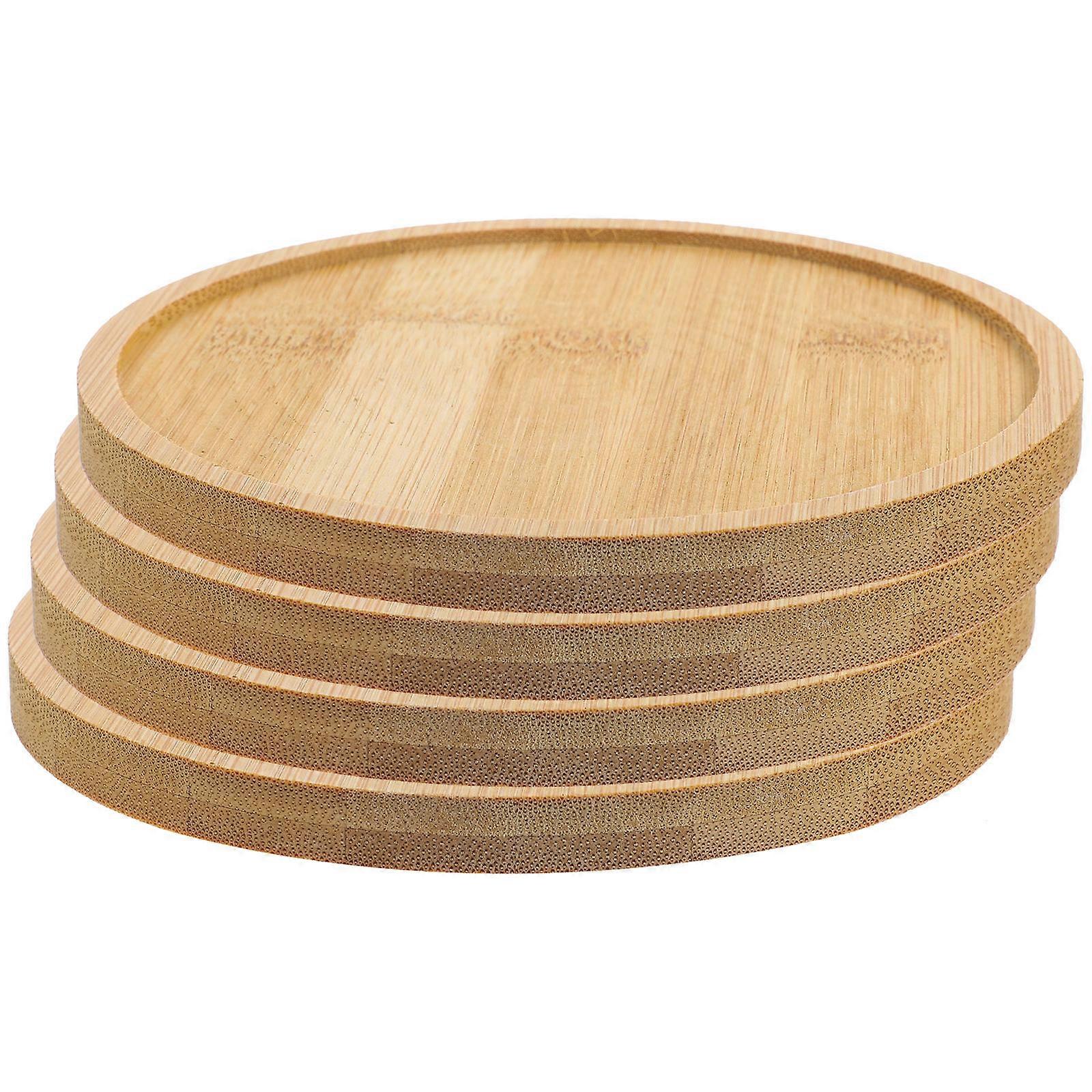 Bamboo Plant Saucers for Pot Use with Light Yellow Color and Durable Quality 4 Pieces