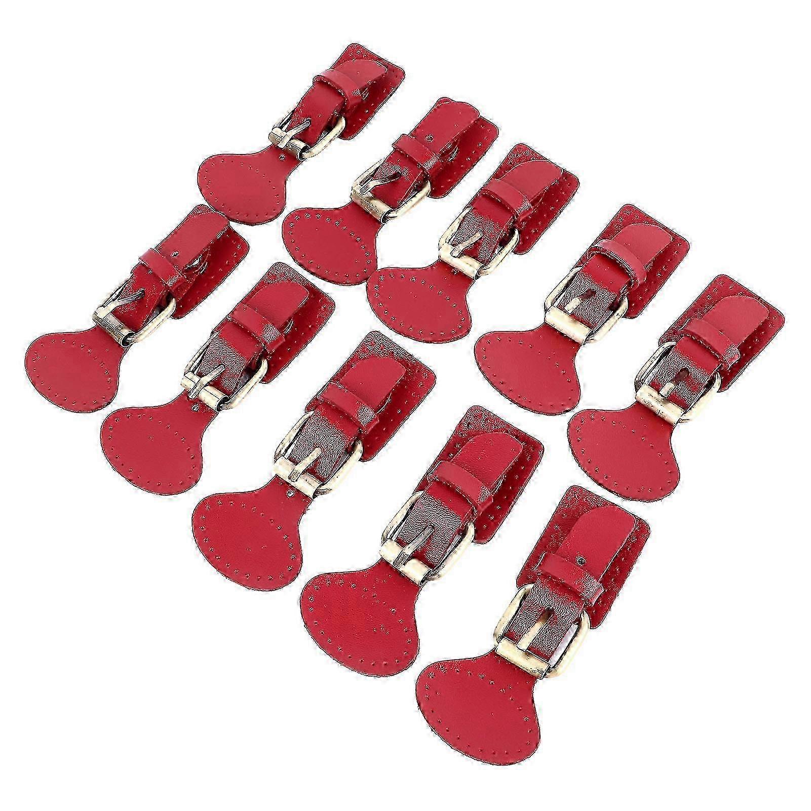 10 Sets of Red Leather Snap Toggle Buckles for Coat & Jacket DIY Craft Projects - Durable Fasteners for Accessories