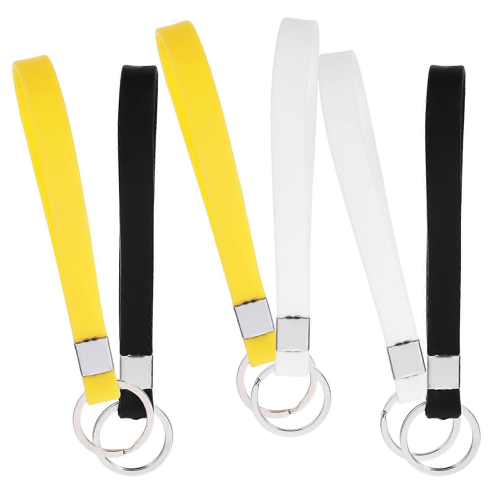 Key Ring Silicone Key Extension Wristband for Car 6Pcs Assorted Color Pack