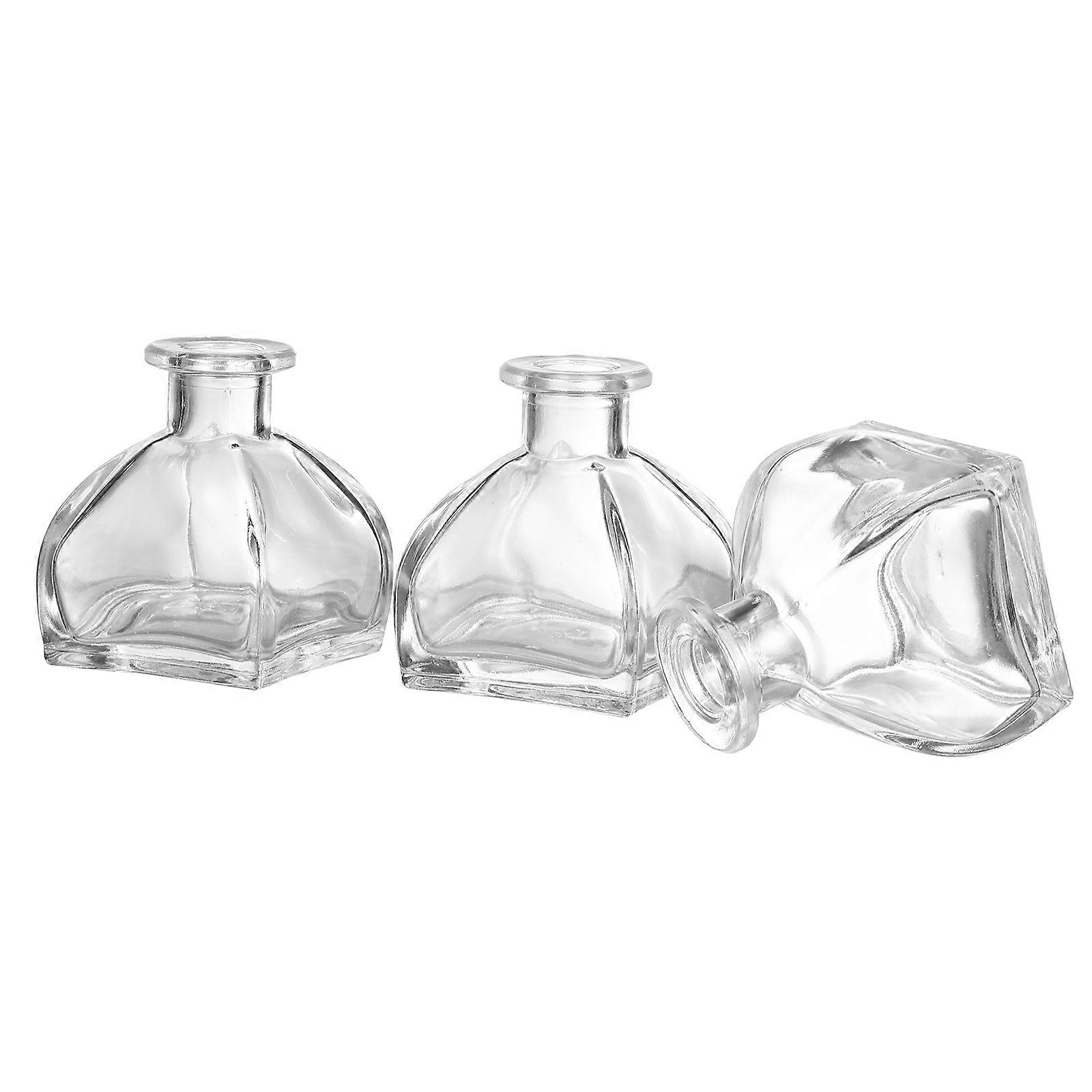 3Pcs Glass Diffuser Bottles Essential Oil Jars Transparent Aromatherapy Containers