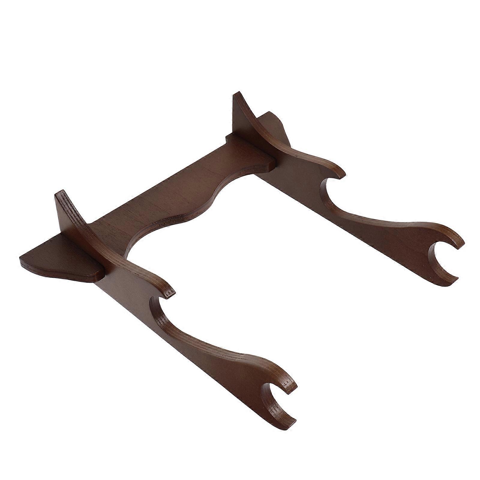 Wood Flute Stand with Multilayer Design for Storage Coffee Color Easy Assembly Various Height 7.5 Inches