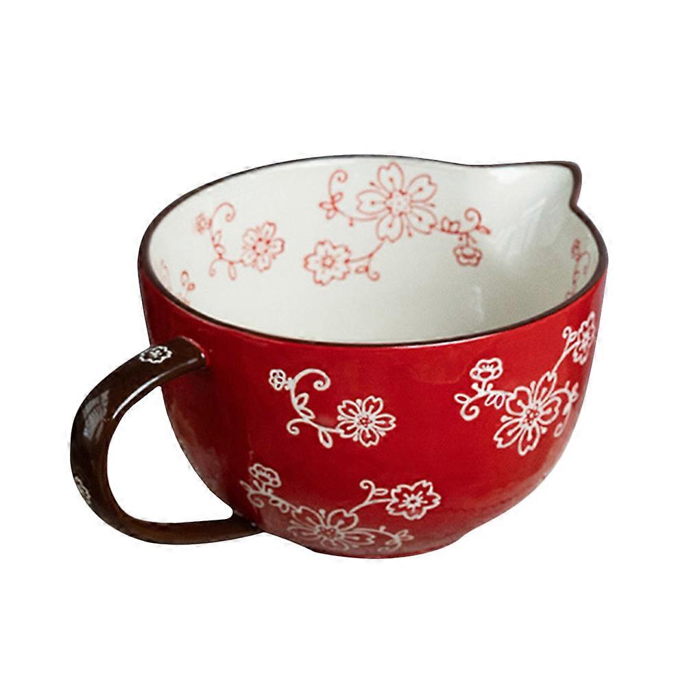 Red Ceramic Mixing Bowl for Food Serving & Storage Non Slip Base, Heat Resistant, Safe & Kitchen Container for Home and Bakery Use