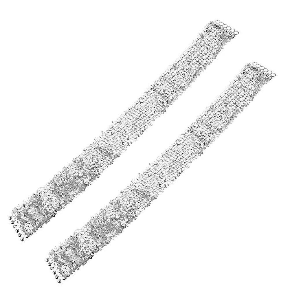 Silver Sequin Elastic Cinch Belt for Women – Dazzling Waist Accessory for Dance, Parties & Evening Events with Comfortable Curve Hugging Design