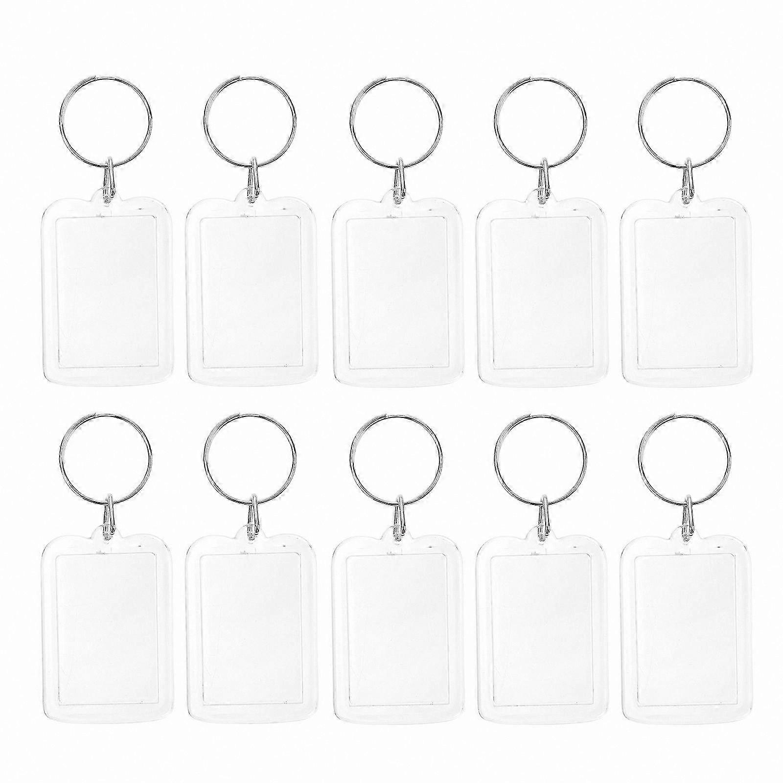 10 Pieces Photo Frame Keychain with Split Ring 5x3.3cm for Custom Pictures