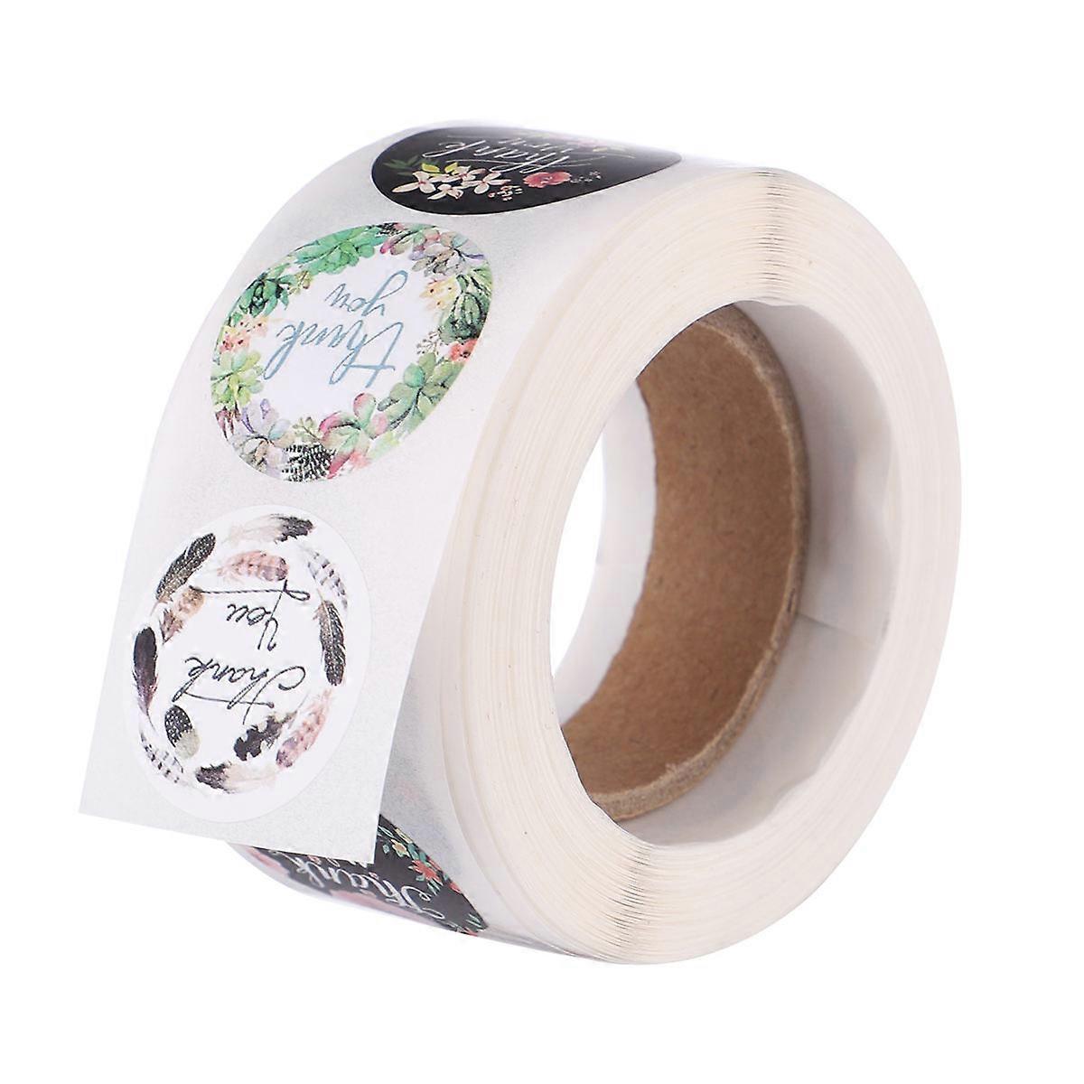 2 Rolls Flower Pattern Thank You Stickers, Self Adhesive Sealing Labels for Baking, Wrapping & Party Decoration, Easy to Use with Strong Adhesiveness