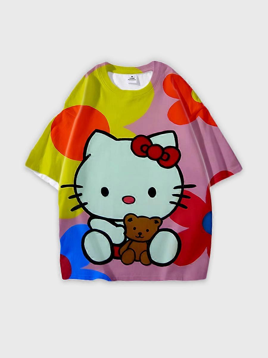 T-shirt round neck Cartoon Pattern loose short sleeve M49