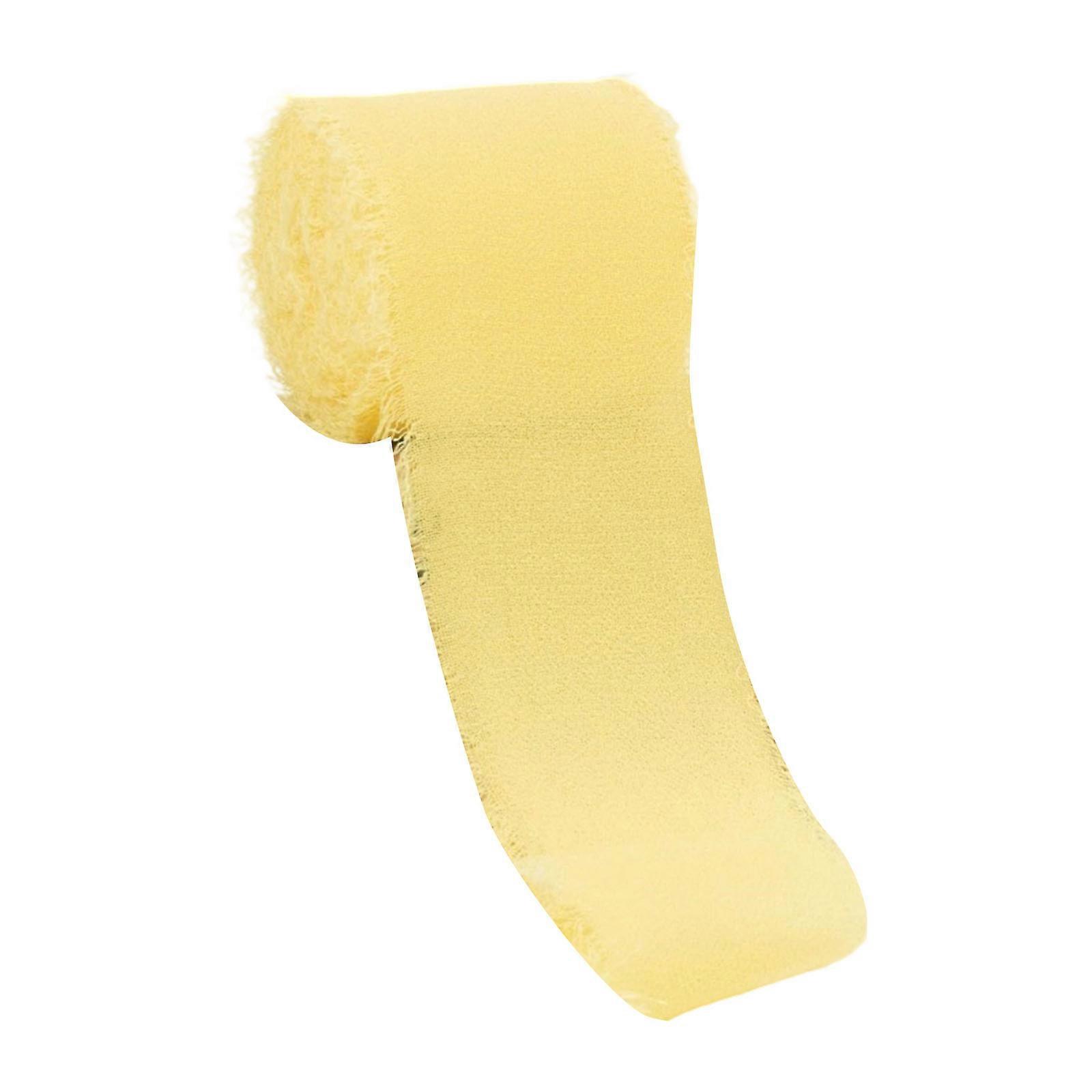 Tearable Chiffon Ribbon Roll Crafting Materials for Event Decorations Gift Wrapping Accent 5 Meter  Yellow