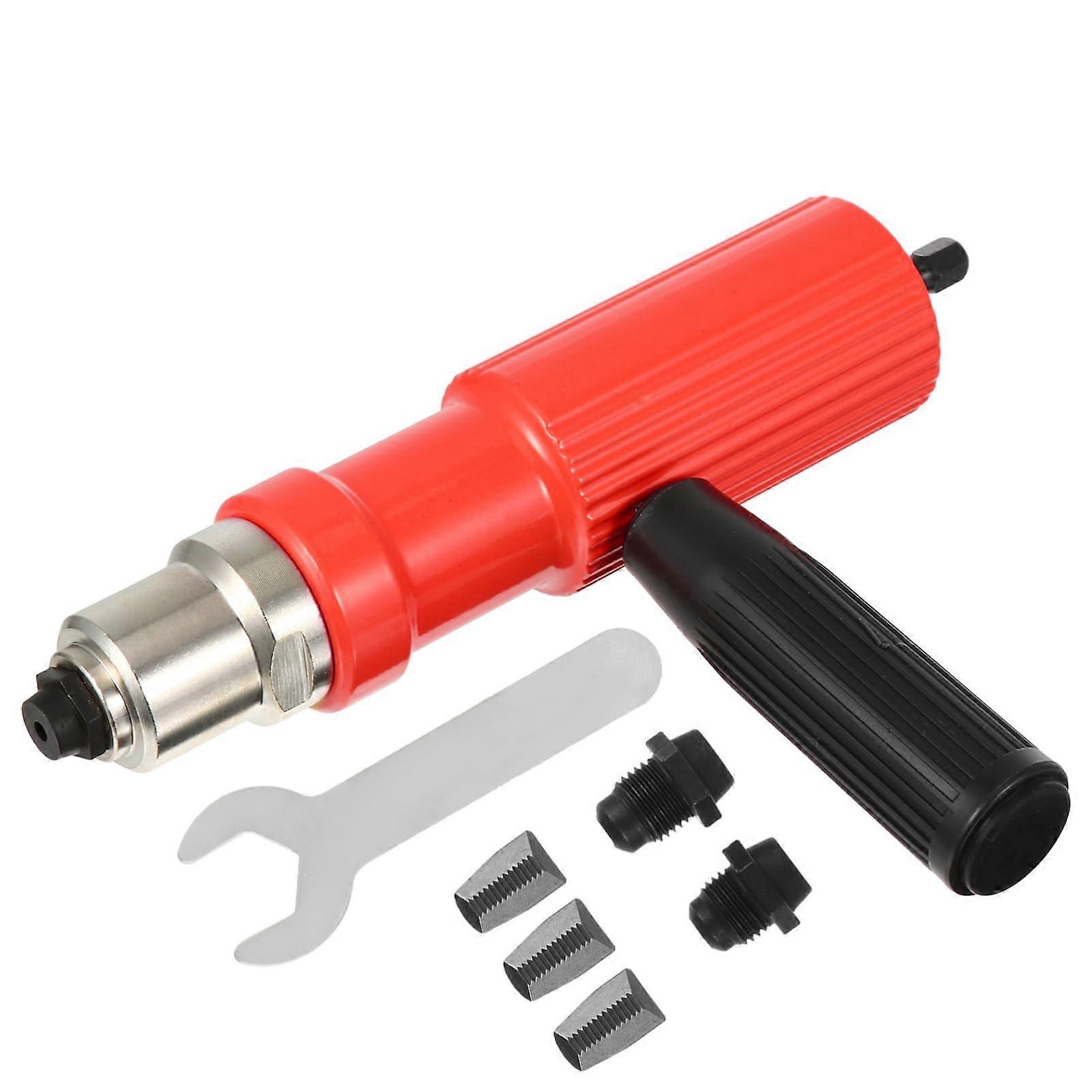 Electric Riveting Gun Drilling Tool Electric Rivet Nut Bolt Insert Nut Insert Riveting Machine Rivet Connector Drill Adapter Riveting Tool ABS Red