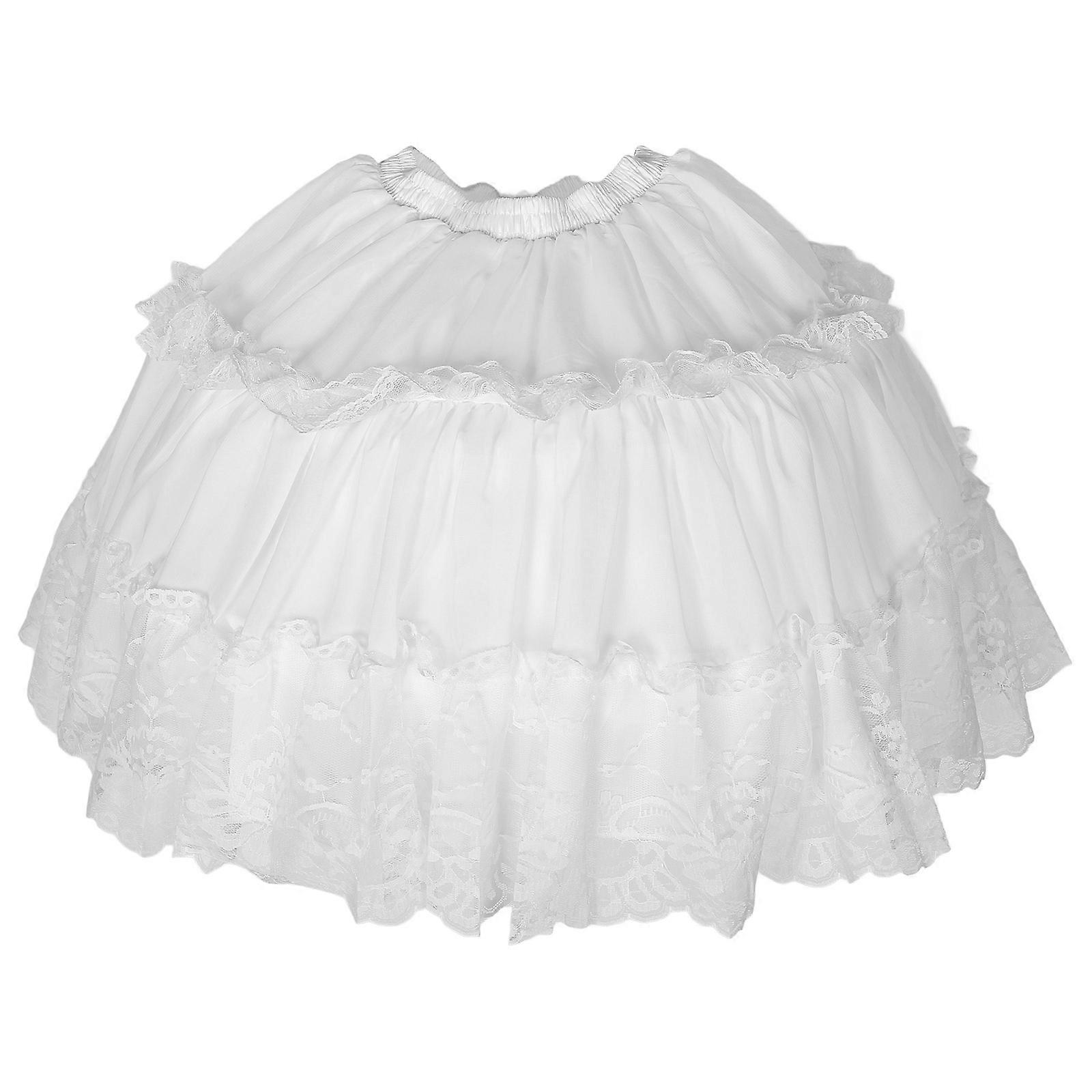 White Petticoat Skirt for Kids Comfortable Polyester Ruffle Pettipants with Fine Workmanship