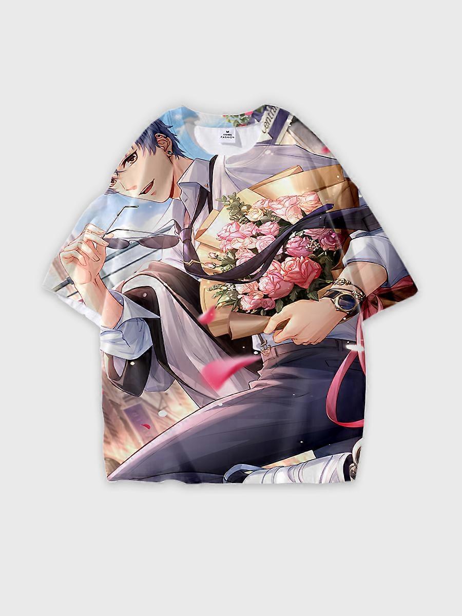 T-shirt round neck Role Pattern loose short sleeve E3499