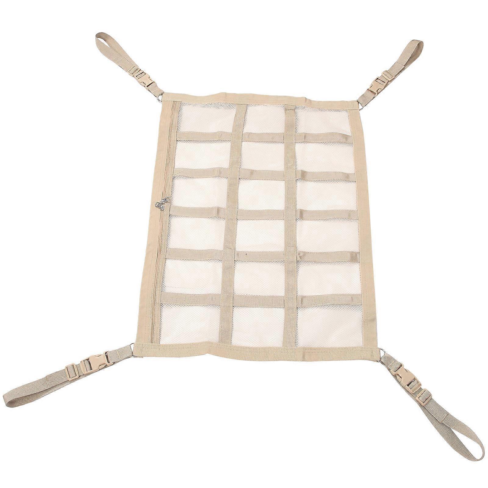 Car Ceiling Cargo Net Beige Non Woven Fabric Storage Organizer for SUV Camping Prevents Item Shifting Saves Interior Space Reusable Mesh