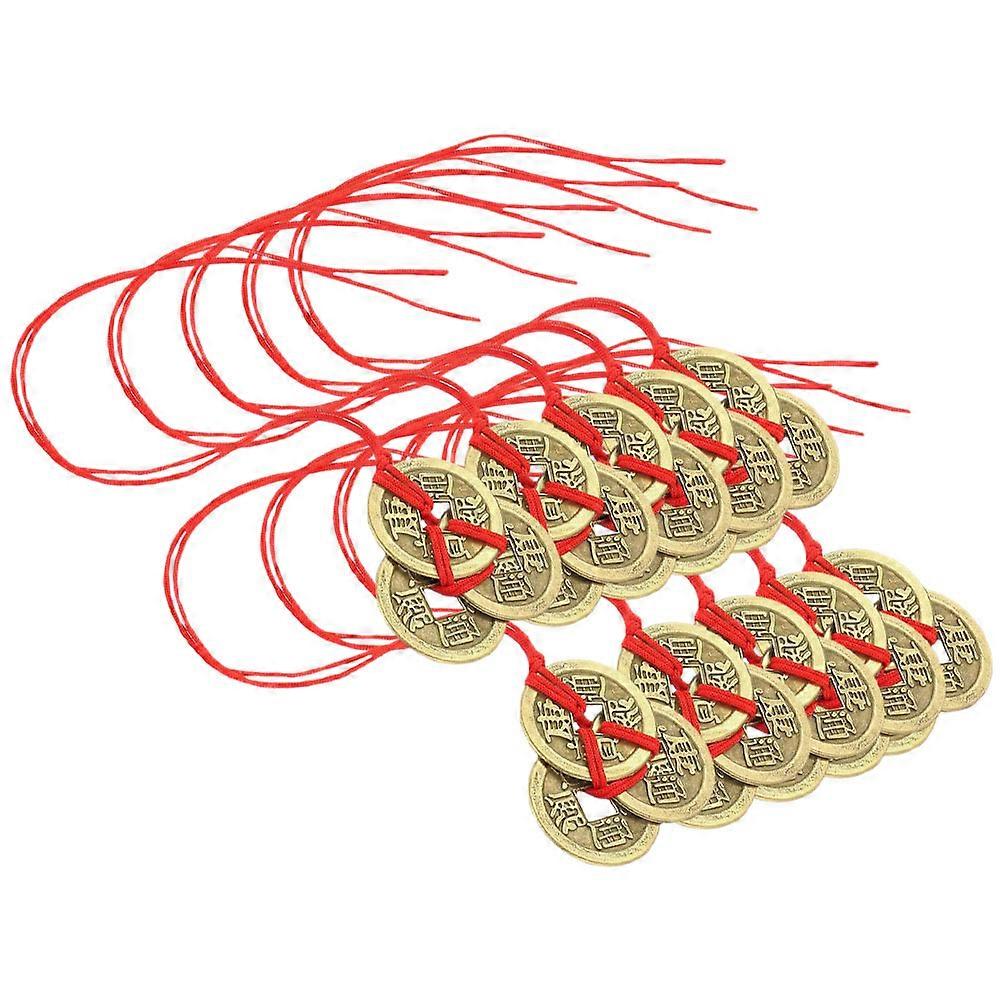 Feng Shui Wealth Coins Set with String Chinese Style Wall Decor & Pendant for Home & Festivals Craftsmanship Design for Luck and Success