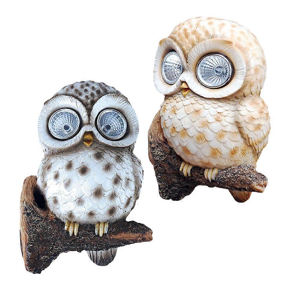 Owl Statue Decor Functional Illumination Designed For Garden Decor With 2 Pcs