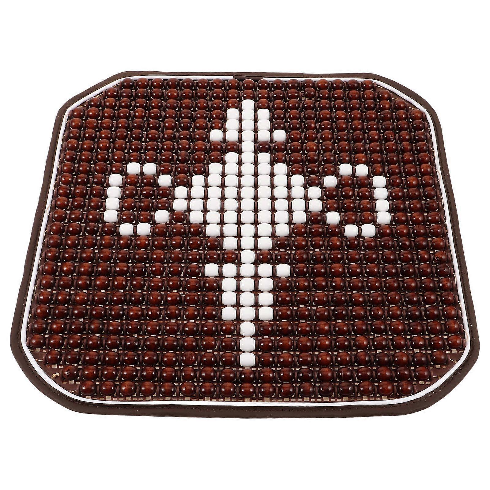 Wood Beads and Silicone Car Seat Cushion for Driving Comfort Coffee Color with Non Slip Bottom