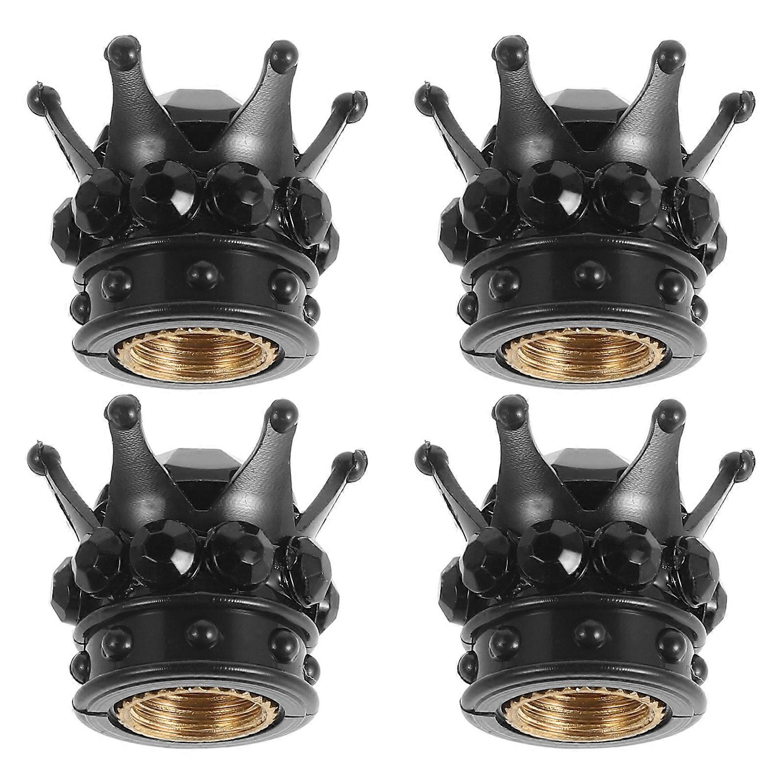 Style Tire Valve Stem Caps for Decoration with ABS Material and Black Color Fits Most Vehicles 4 Pieces