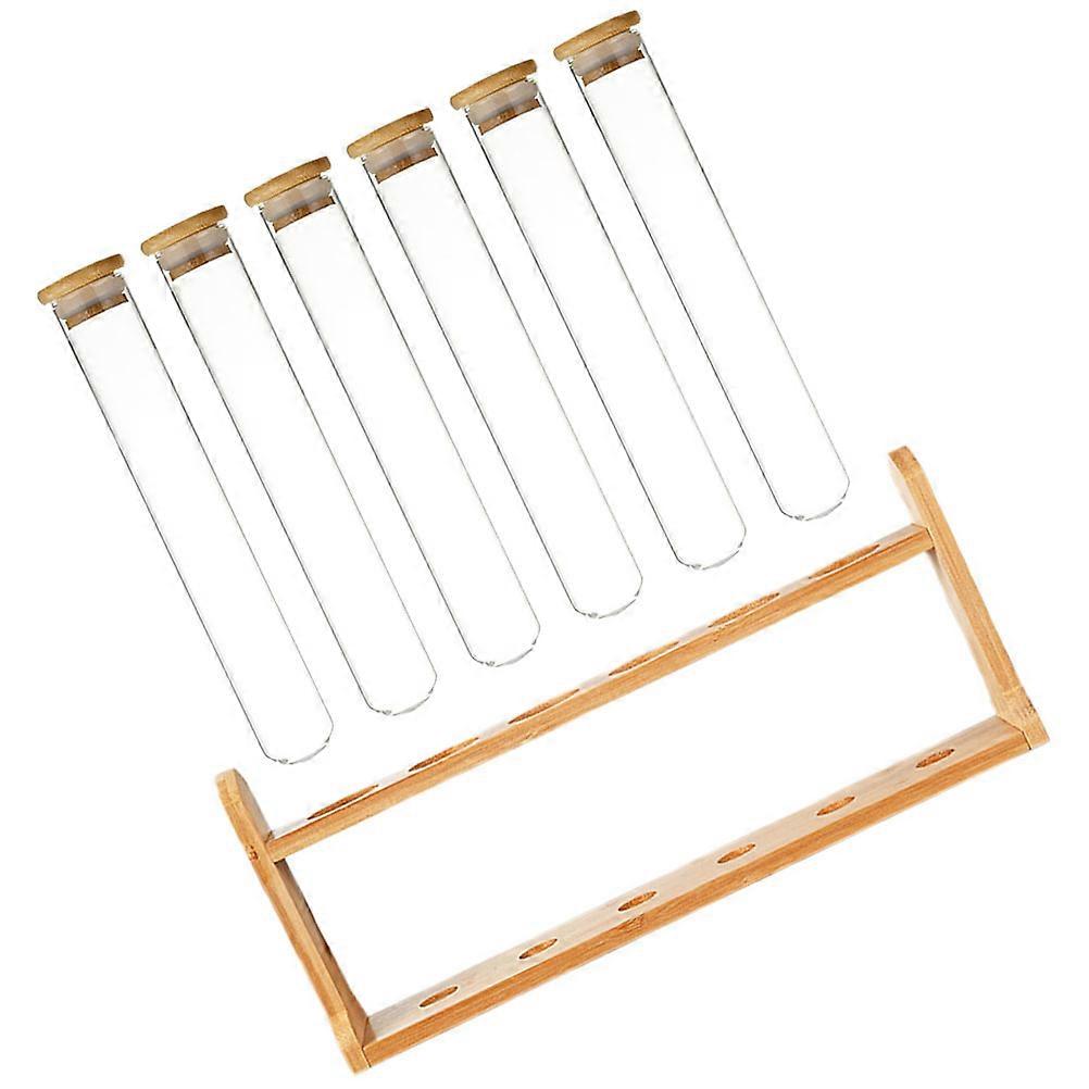 Coffee Bean Storage Tube Set With Wooden Display Stand For Coffee Lovers Modern Design Transparent Glass Airtight Lids 1 Set