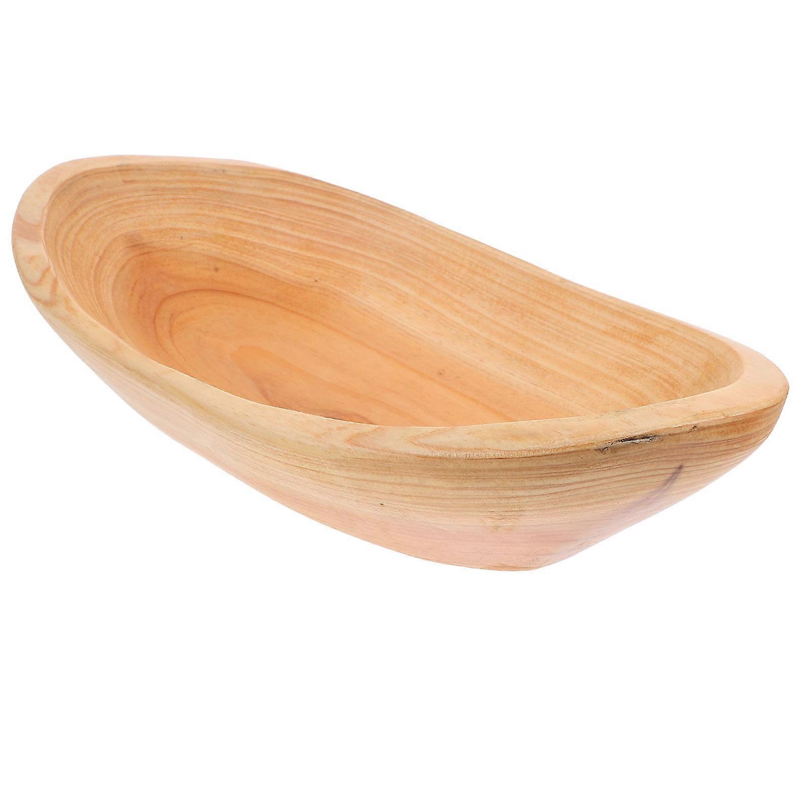 Small Trays For Food Wood Fruit Plate Boat Shaped Snack Holder Serving Tray Japanese Style Beige 1Pcs