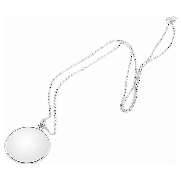 Hanging Magnifying Glass, Portable Monocular with 5x Magnification and Hanging Necklace for Reading, DIY Work, Hobby (Silver)