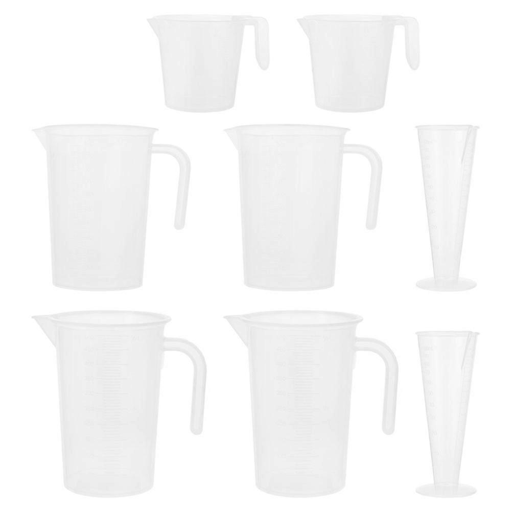 Kitchen Measuring Jugs Plastic 8Pcs 100ML 250ML 500ML 1000ML Baking Measurement Easy Cleaning