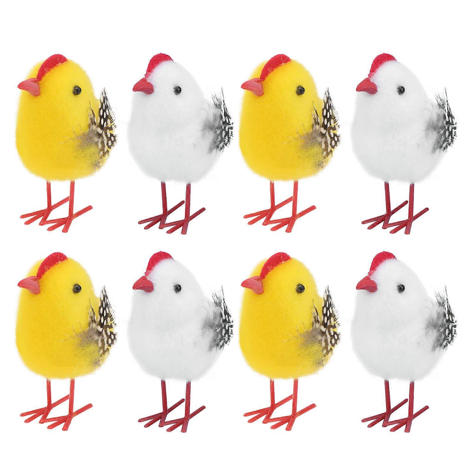 Simulation Chicken Models Easter Party Decoration Kid Adornment Fireplace 7X6CM Flocking 8Pcs