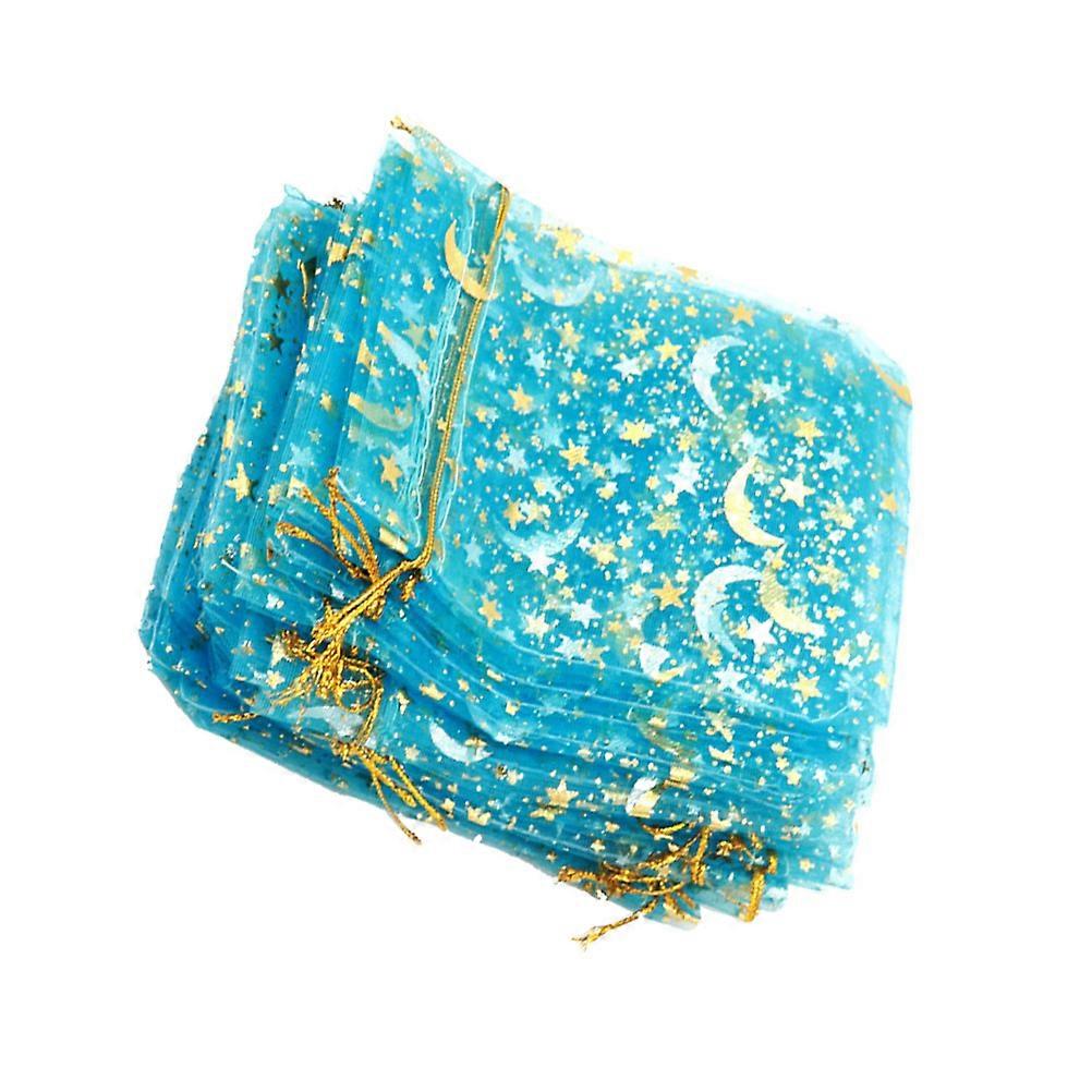 Drawstring Design Moon Pattern Storage Bags 50PCS In Sky-Blue For Wedding And Craft Projects