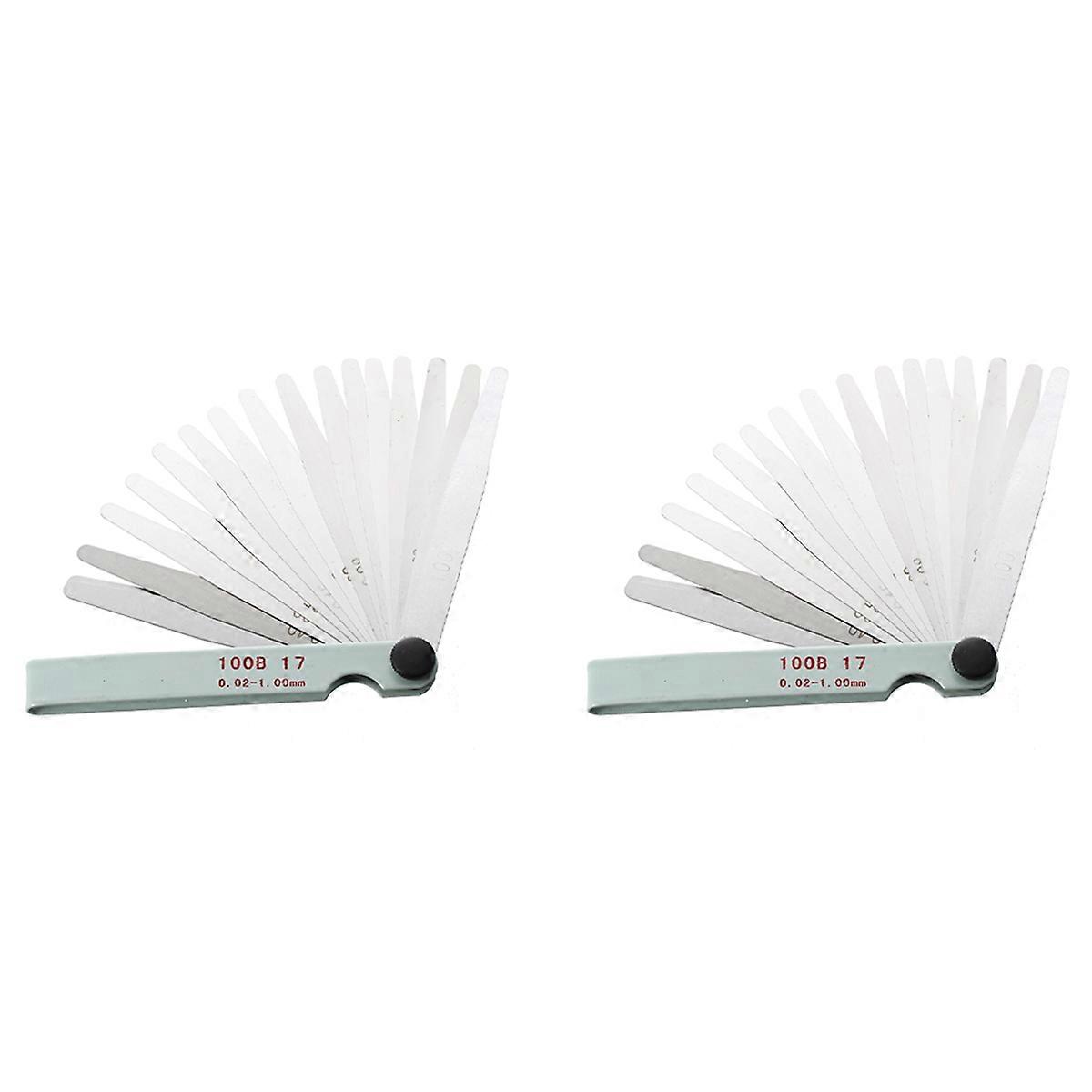 2X Silver Tone Metal Metric Thickness Feeler Gauge Blades 0.02-1Mm Tool