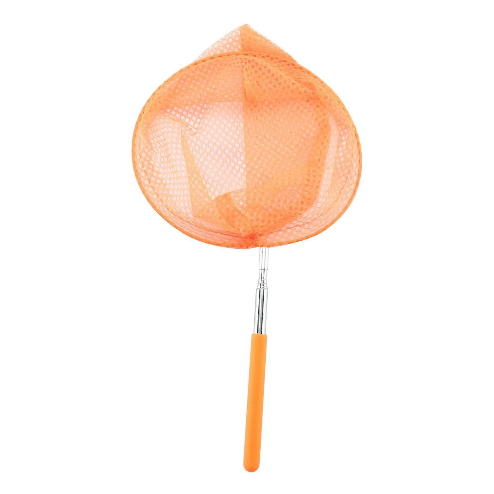 Outdoor Butterfly Net Bag Stainless Steel Telescopic Net Tool Outdoor Telescopic Portable Net Orange