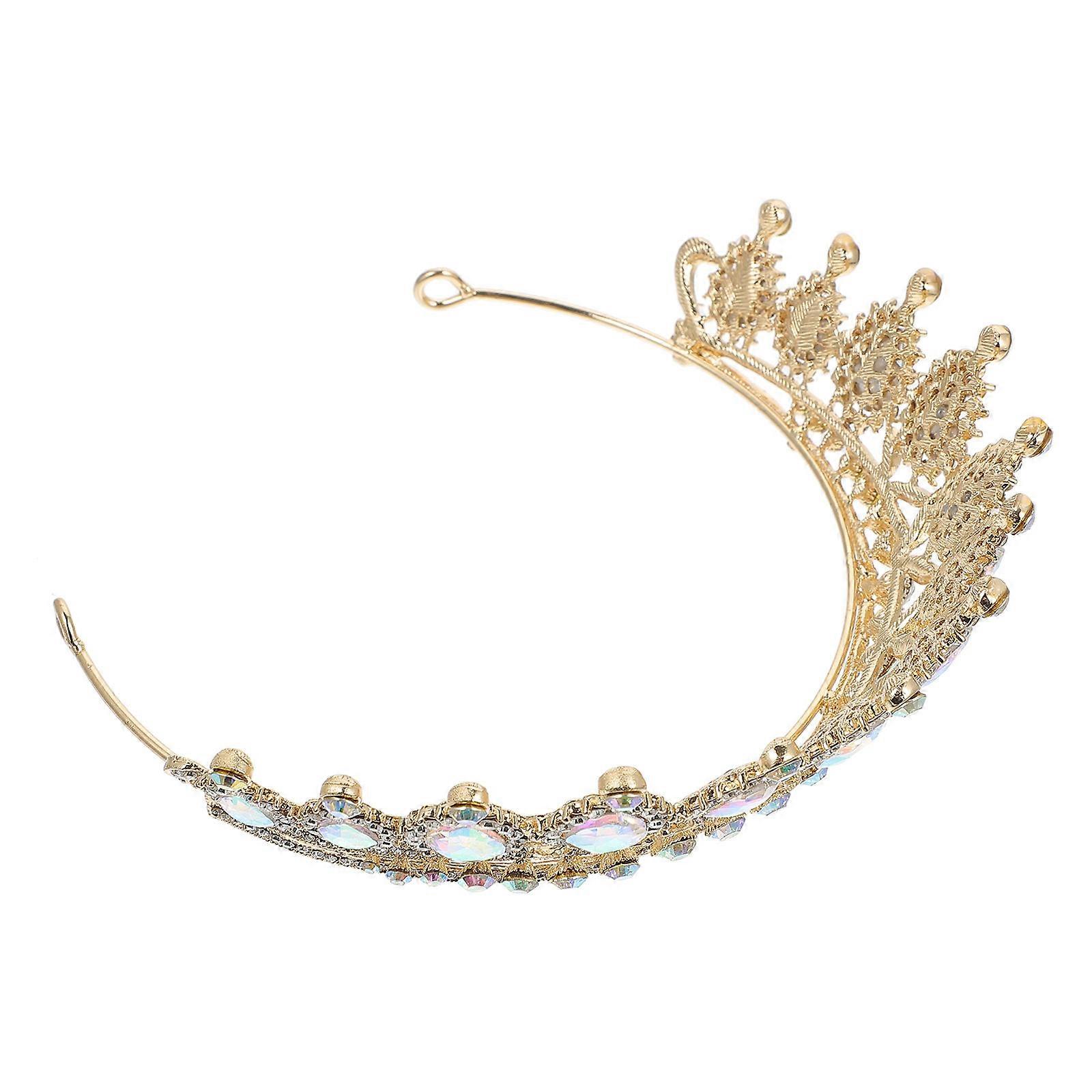 Golden Alloy Wedding Headdress with Delicate Design for Bridal Tiara and Special Occasions 1.5 Inches